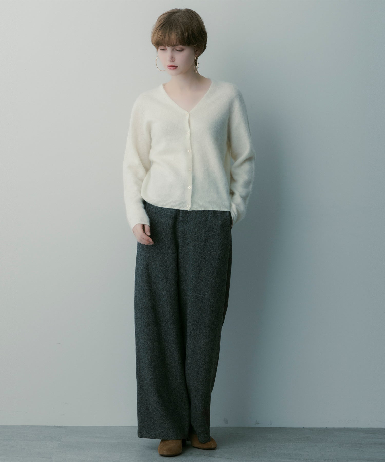 カシミヤブレンド ニットカーディガン