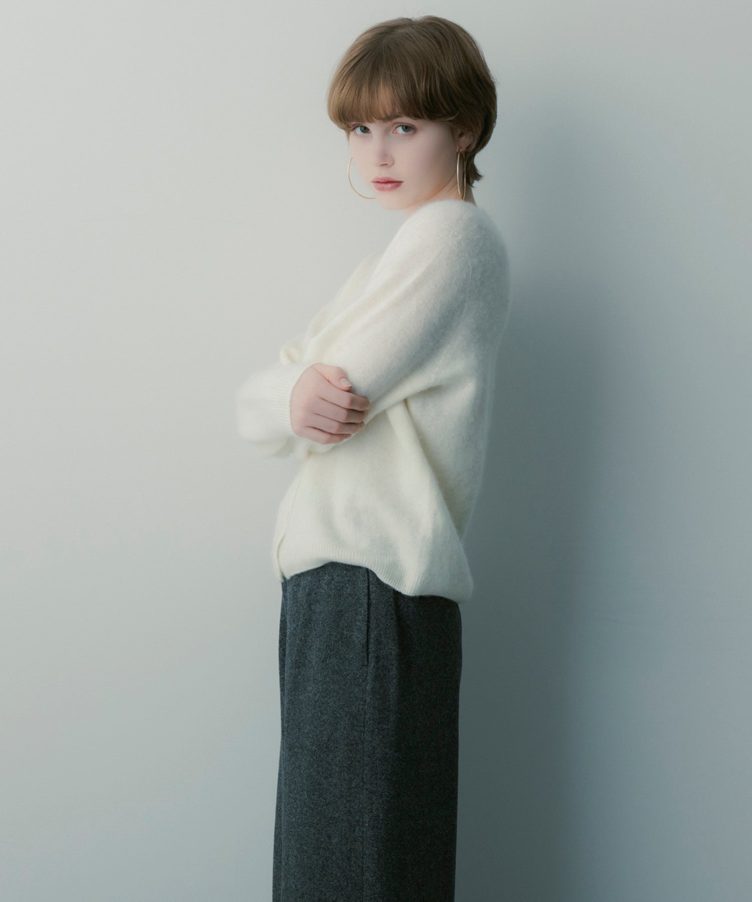 カシミヤブレンド ニットカーディガン