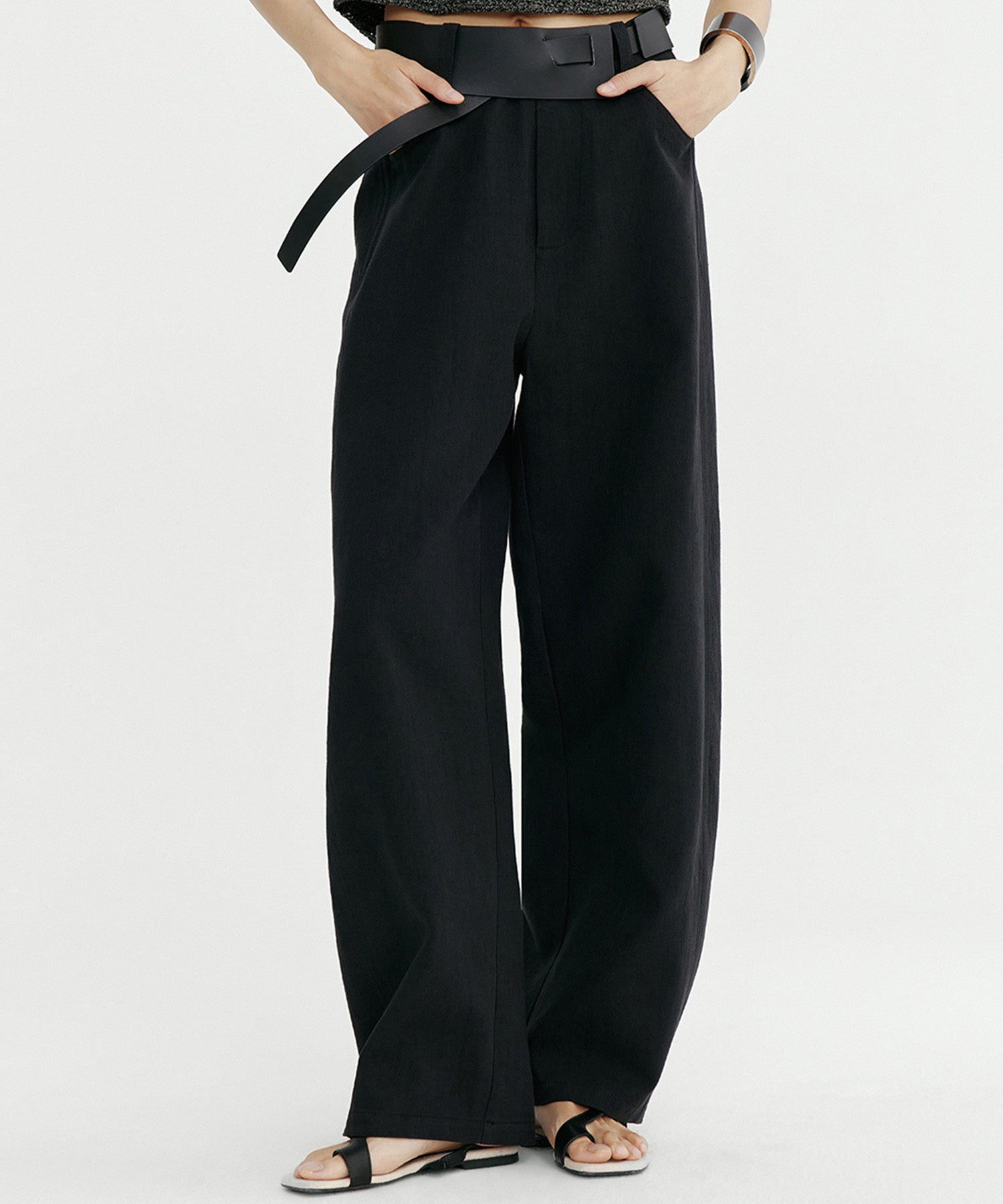 リネンブレンド バレルパンツ