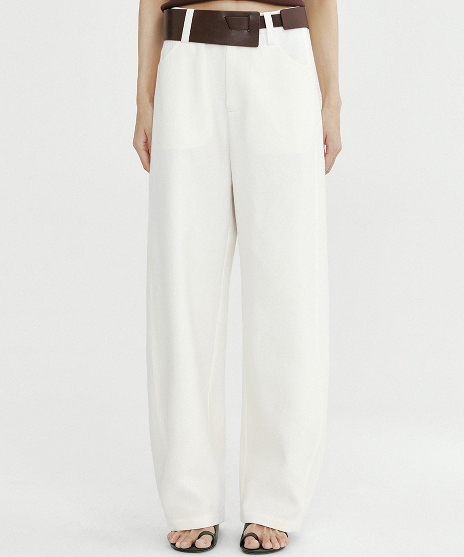 リネンブレンド バレルパンツ