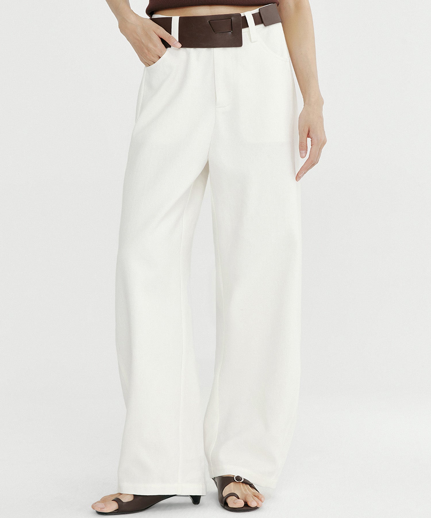 リネンブレンド バレルパンツ