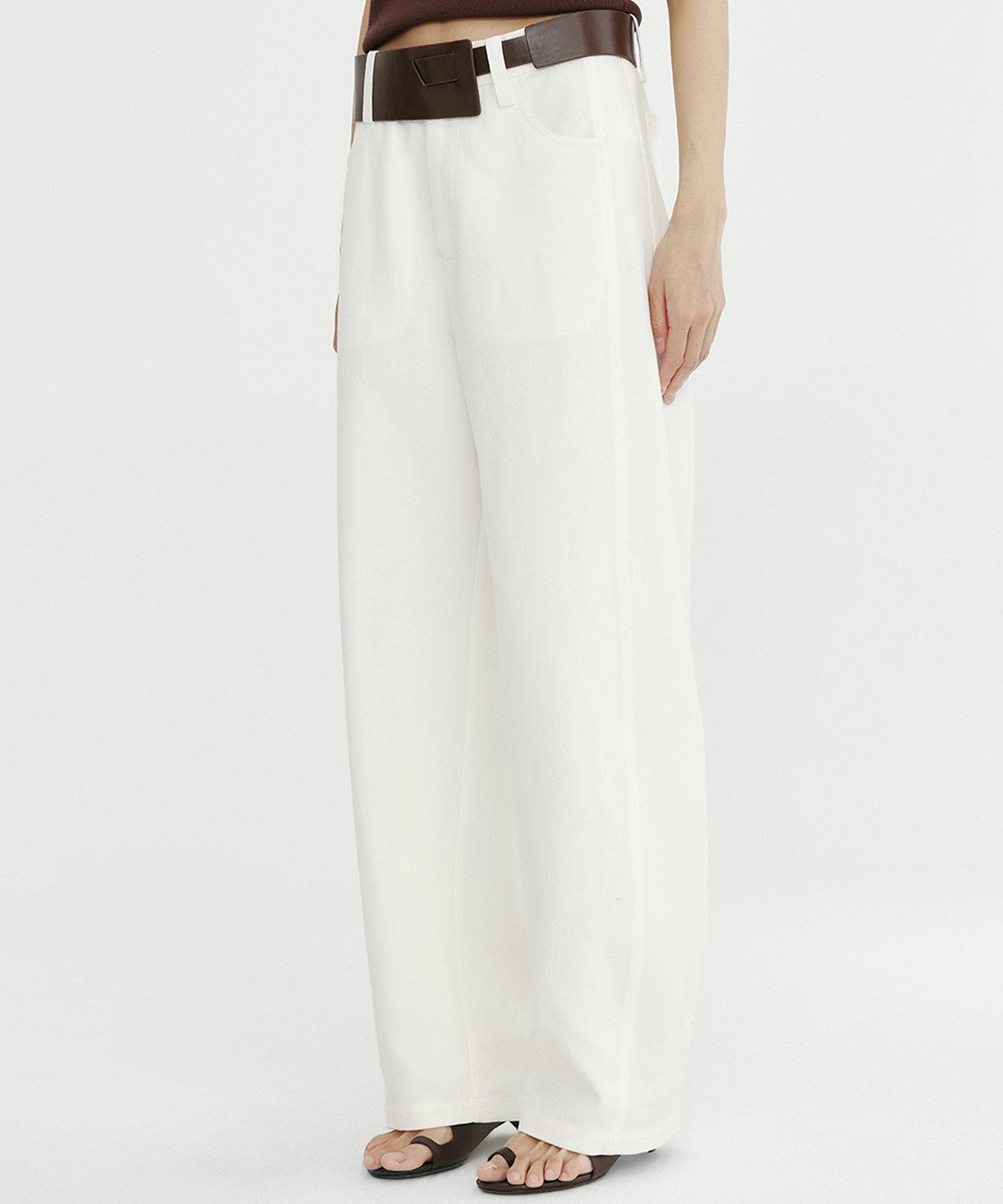 リネンブレンド バレルパンツ