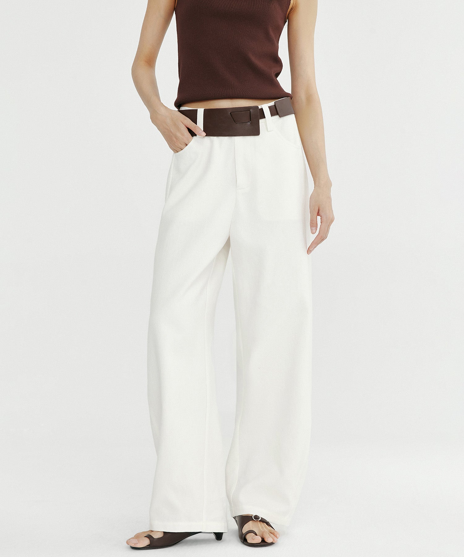 リネンブレンド バレルパンツ