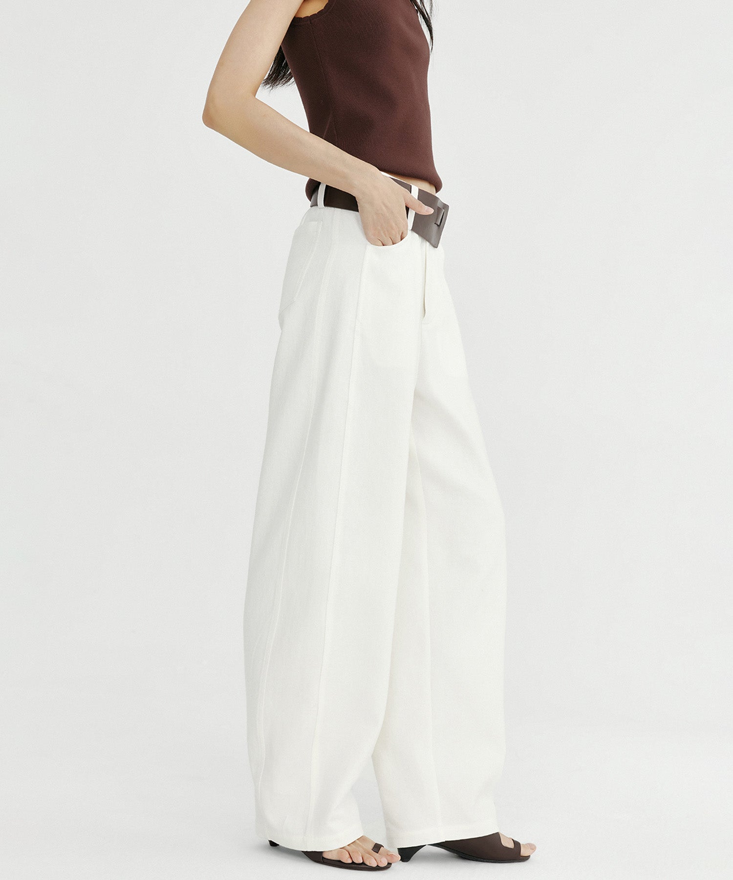 リネンブレンド バレルパンツ