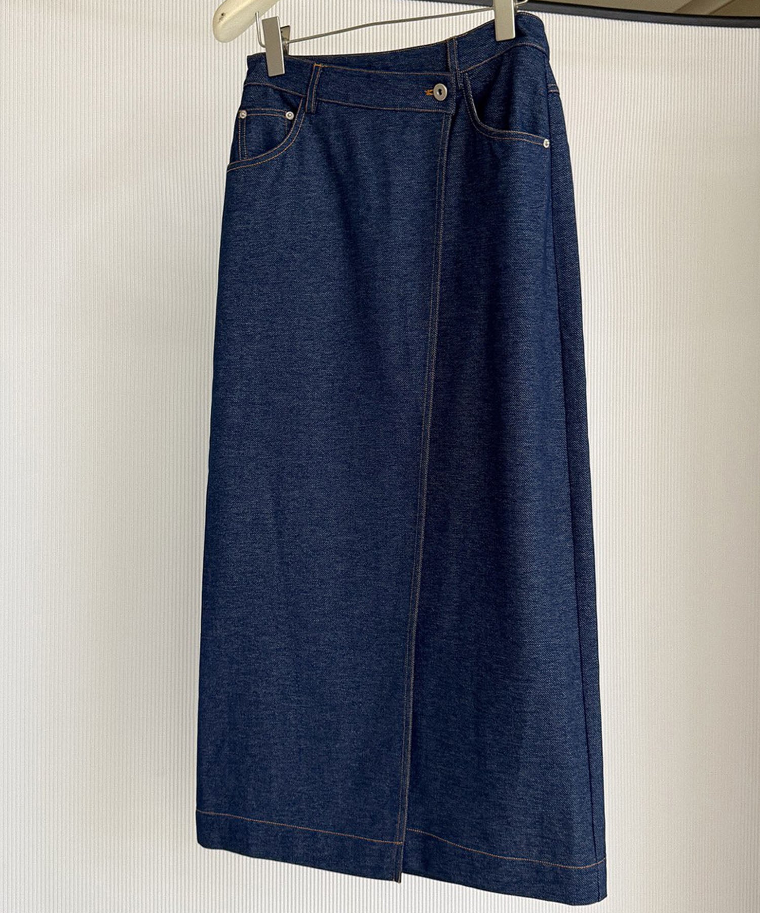 【12月上旬お届け予約商品】デニムライク ラップスカート