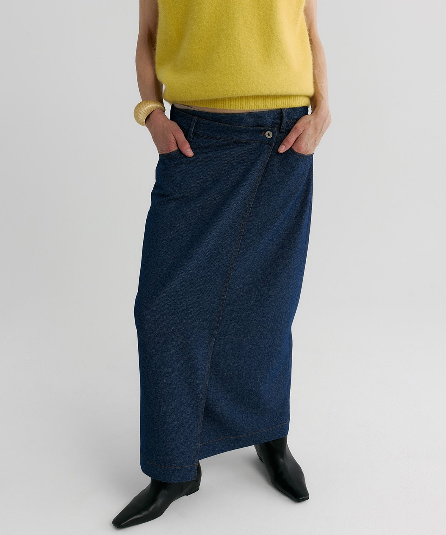 【12月上旬お届け予約商品】デニムライク ラップスカート