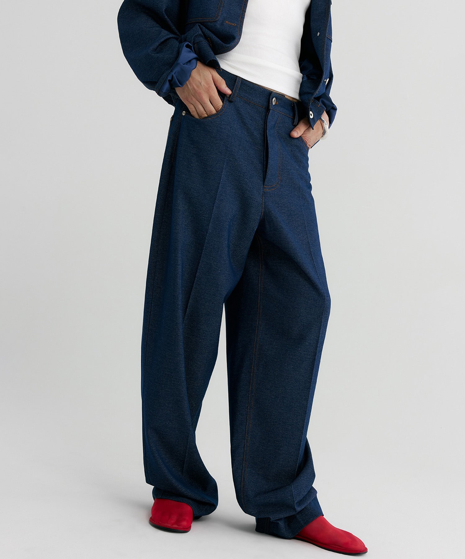 【12月上旬お届け予約商品】デニムライク ワイドパンツ