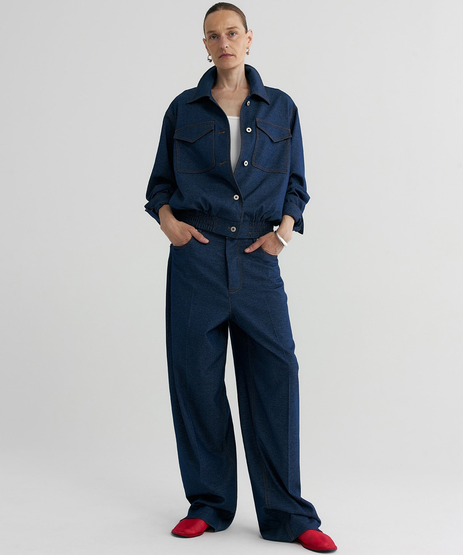 【12月上旬お届け予約商品】デニムライク ワイドパンツ