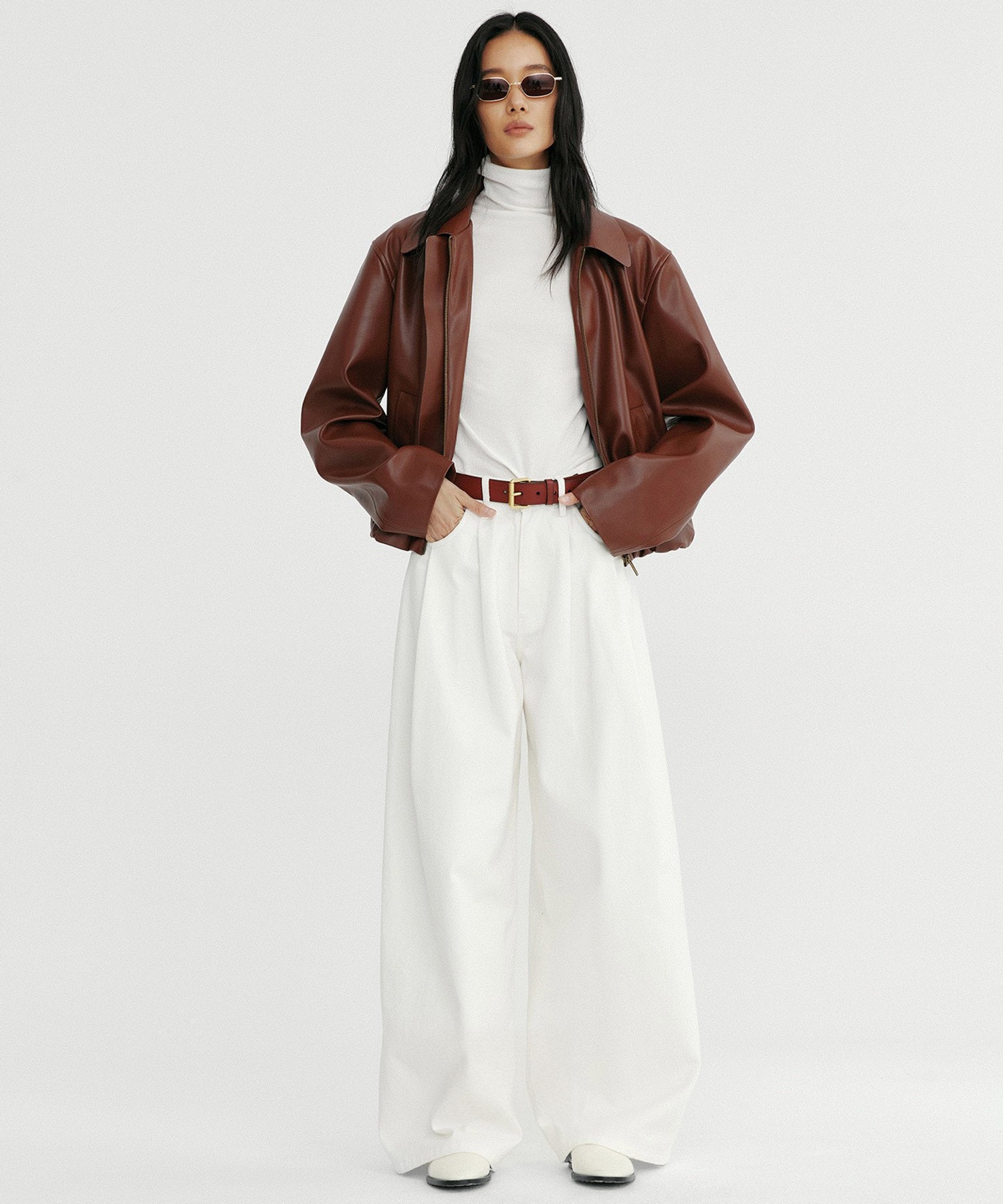 ホワイトデニム ワイドパンツ