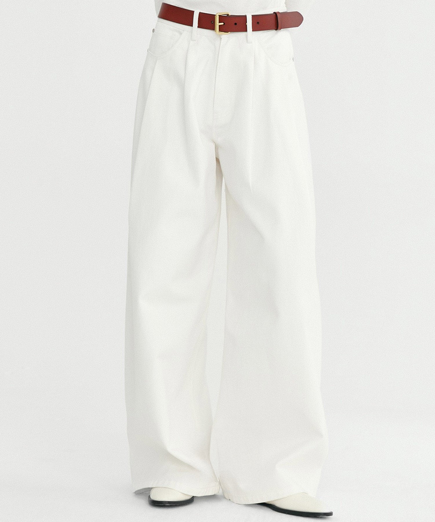 ホワイトデニム ワイドパンツ