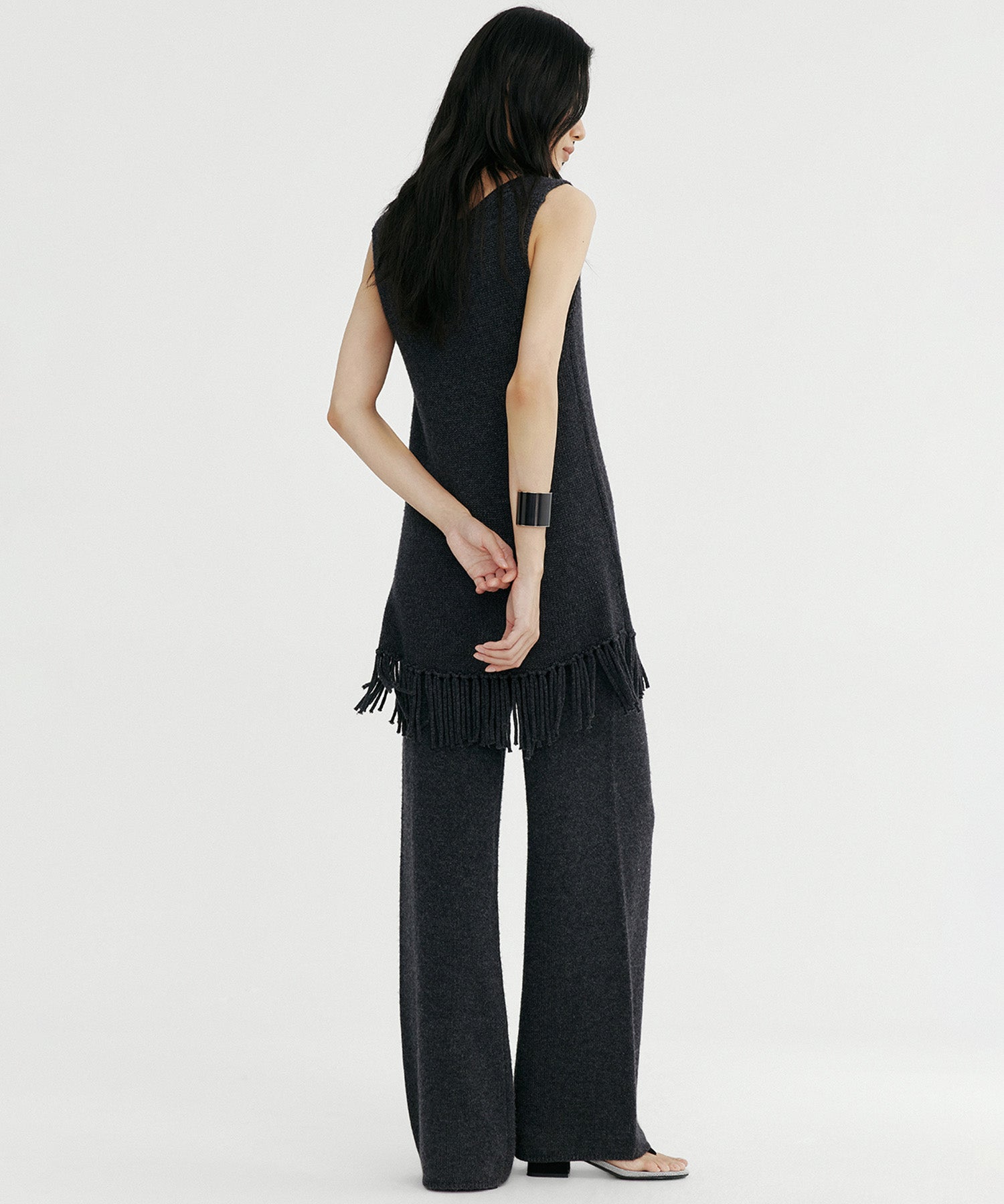 ウールブレンド ワイドニットパンツ