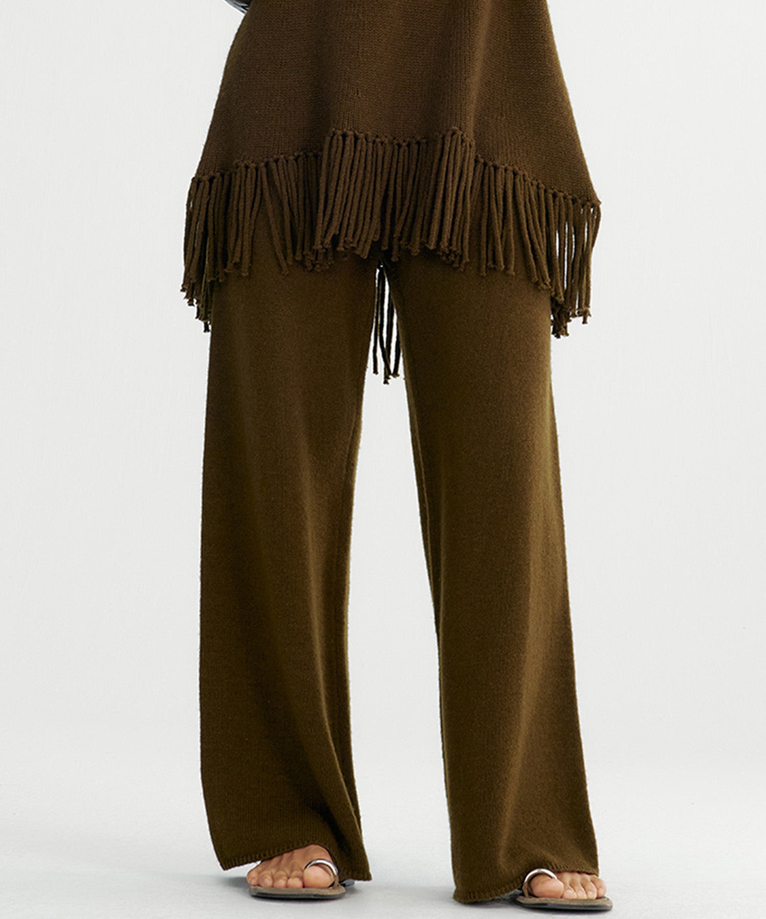 ウールブレンド ワイドニットパンツ