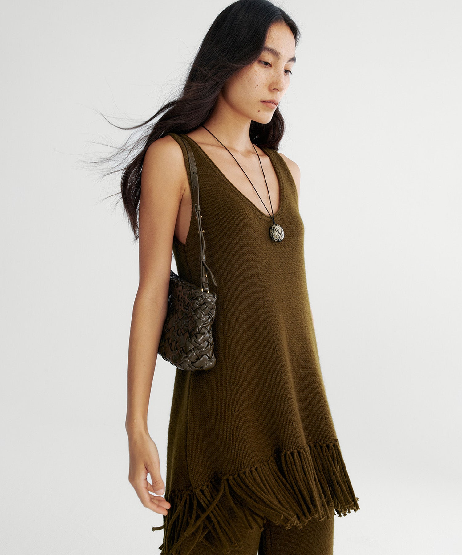 ウールブレンド ワイドニットパンツ