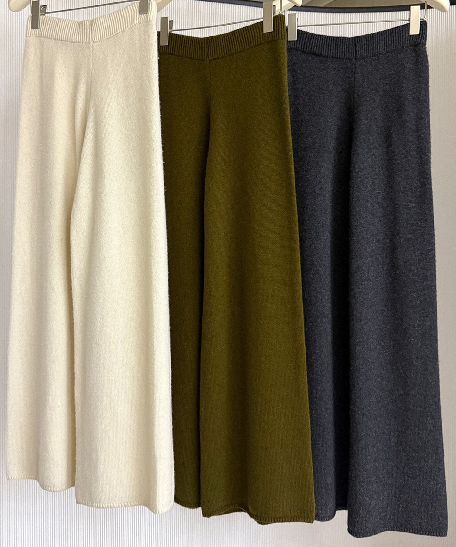 ウールブレンド ワイドニットパンツ