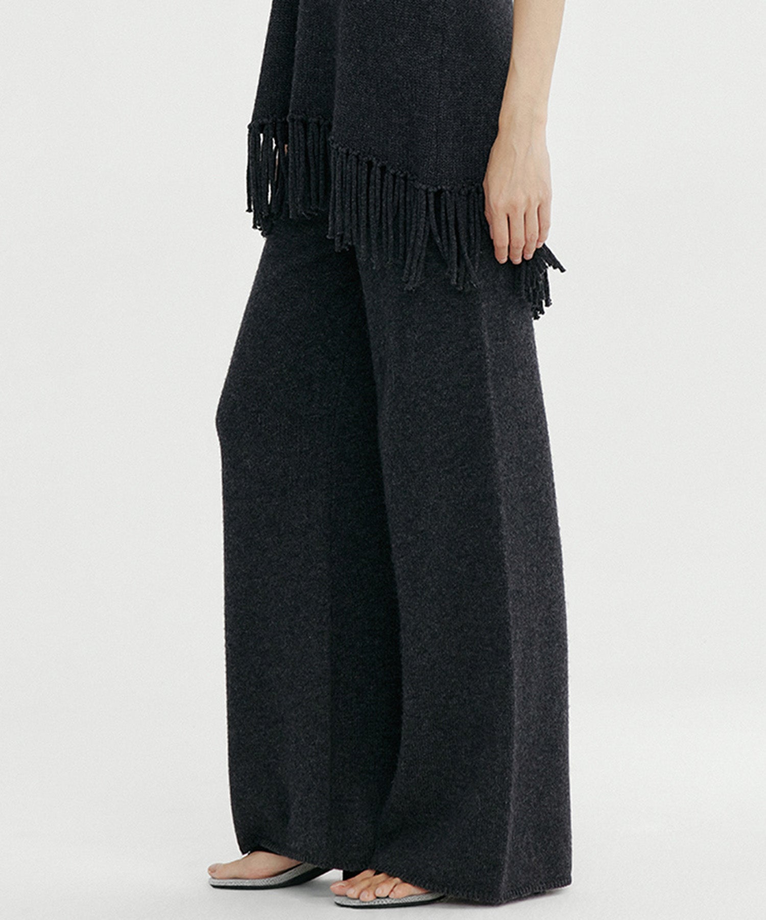 ウールブレンド ワイドニットパンツ