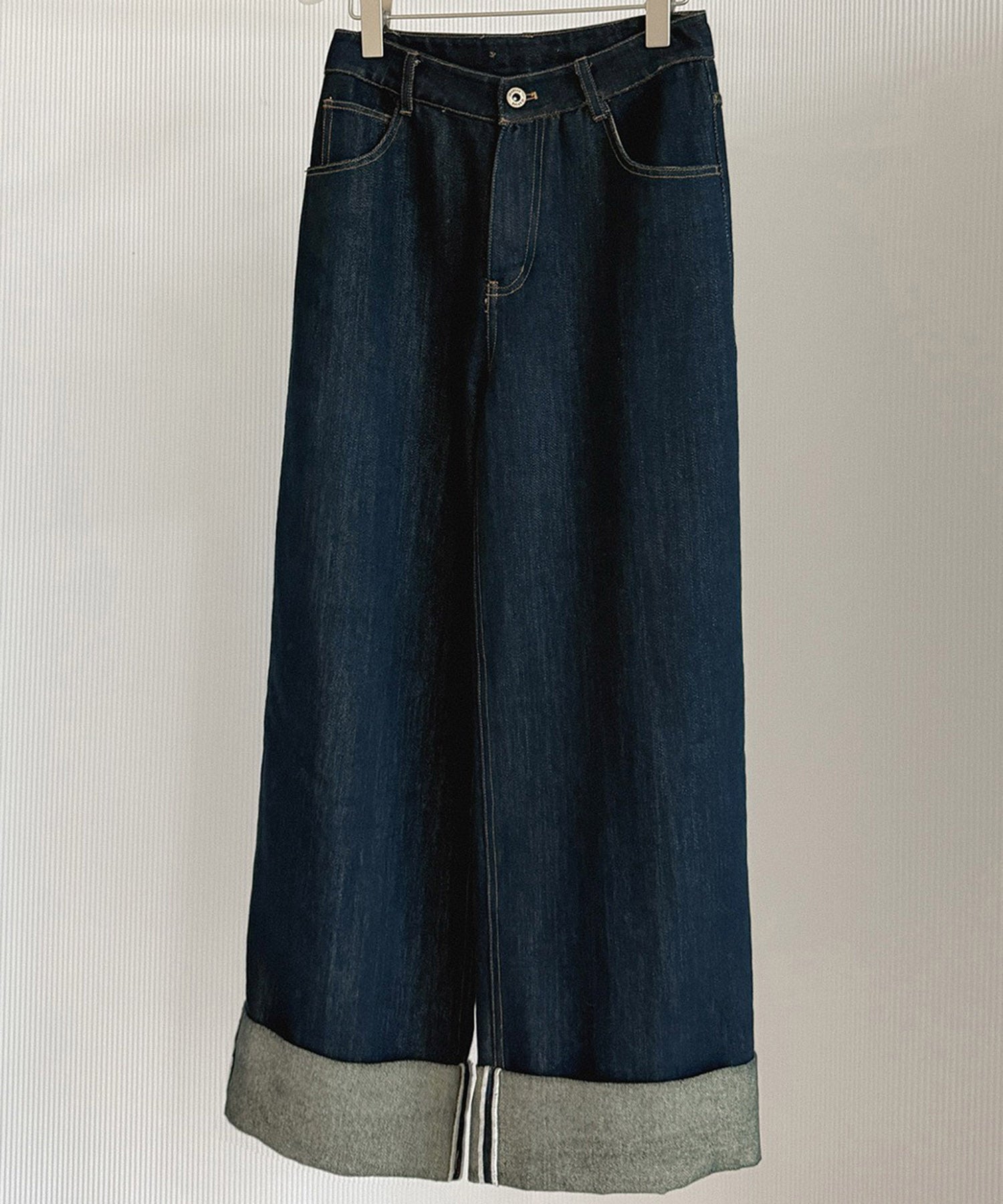 ロールアップ ワイドデニムパンツ