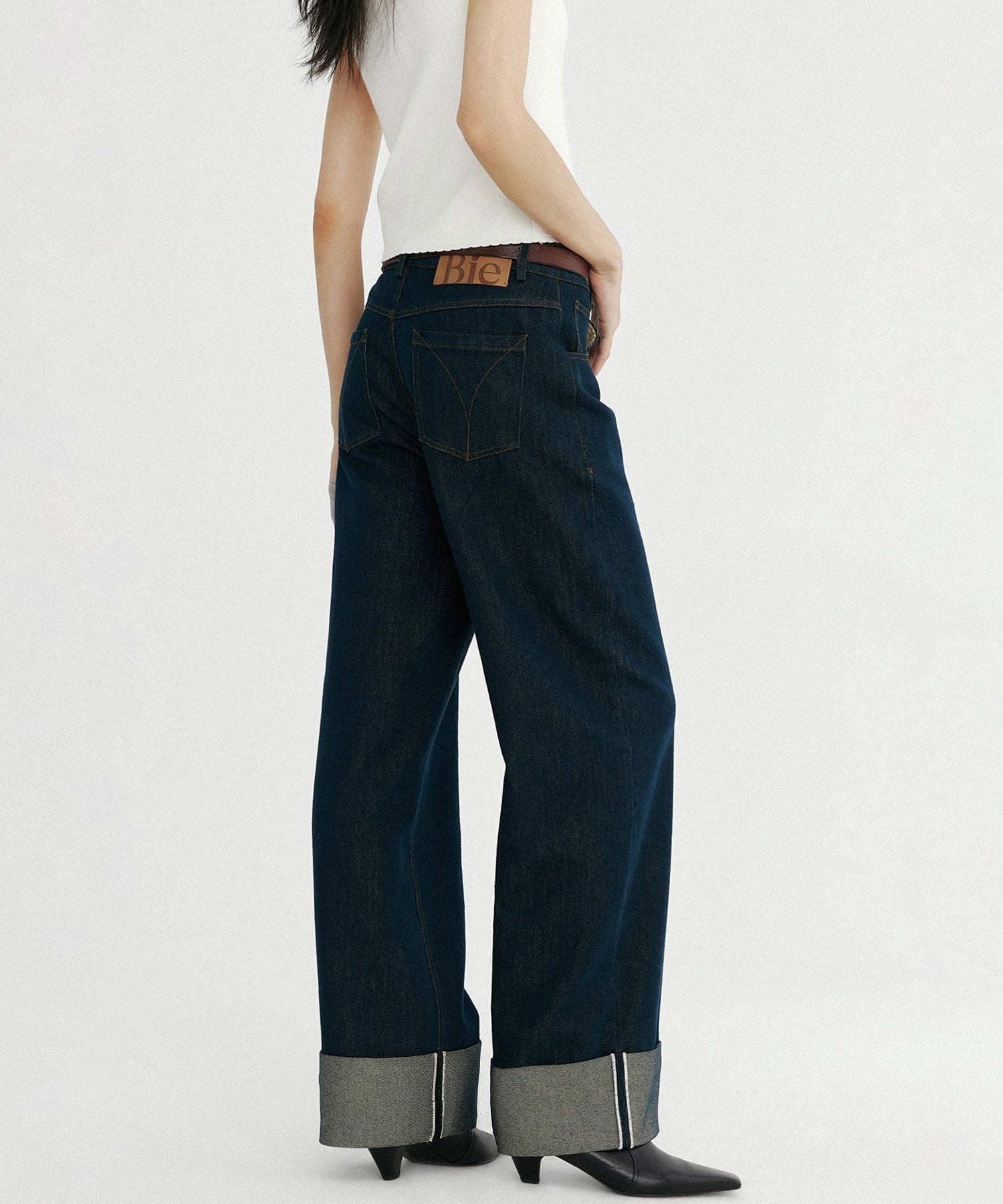 ロールアップ ワイドデニムパンツ