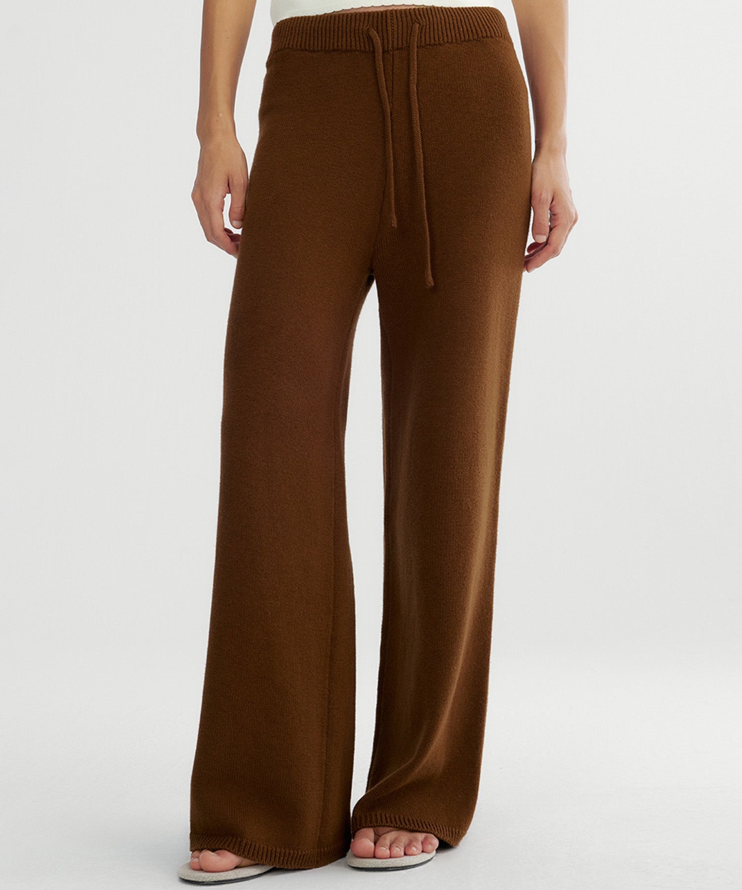カシミヤブレンド ワイドニットパンツ