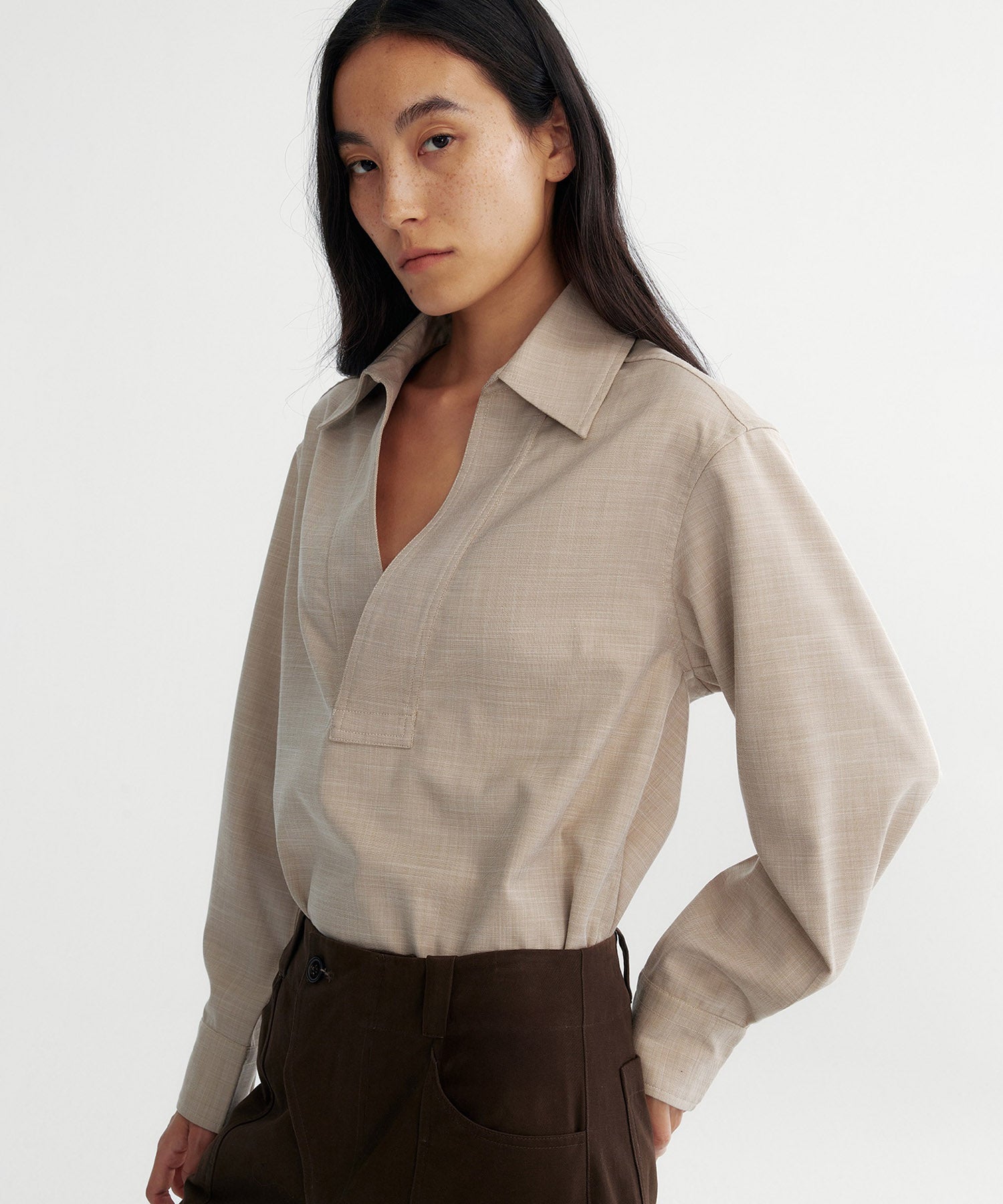 スキッパープルオーバーシャツ