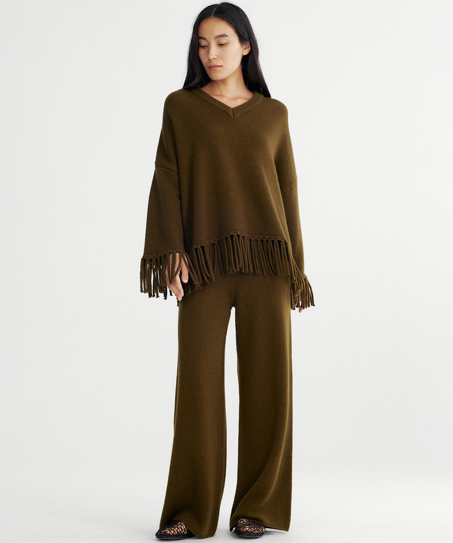 【12月上旬お届け予約商品】フリンジニットトップス