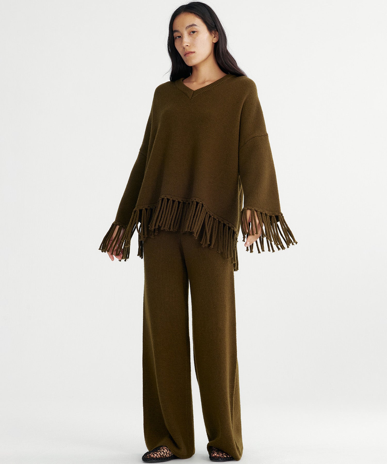 【12月上旬お届け予約商品】フリンジニットトップス