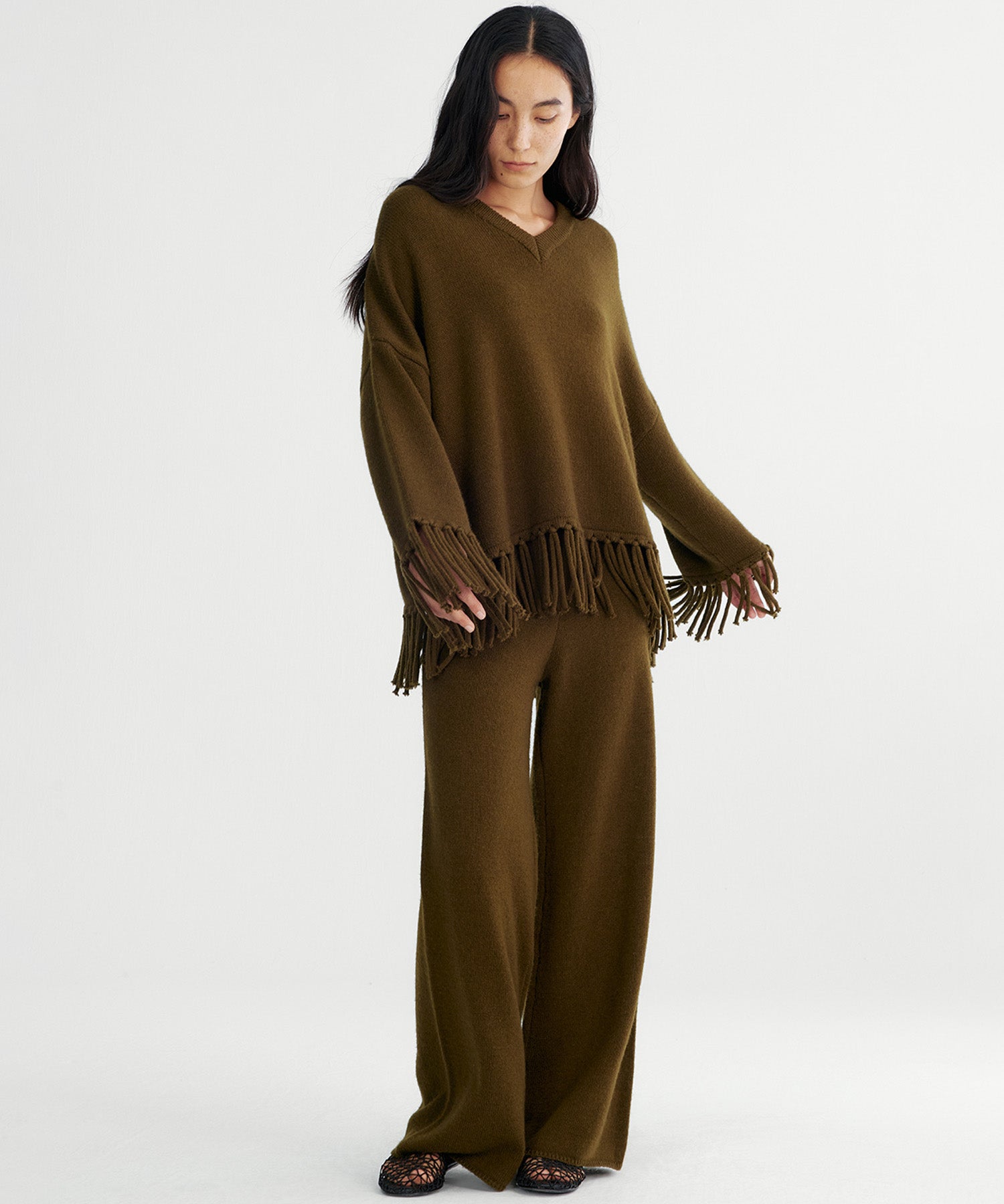 【12月上旬お届け予約商品】フリンジニットトップス