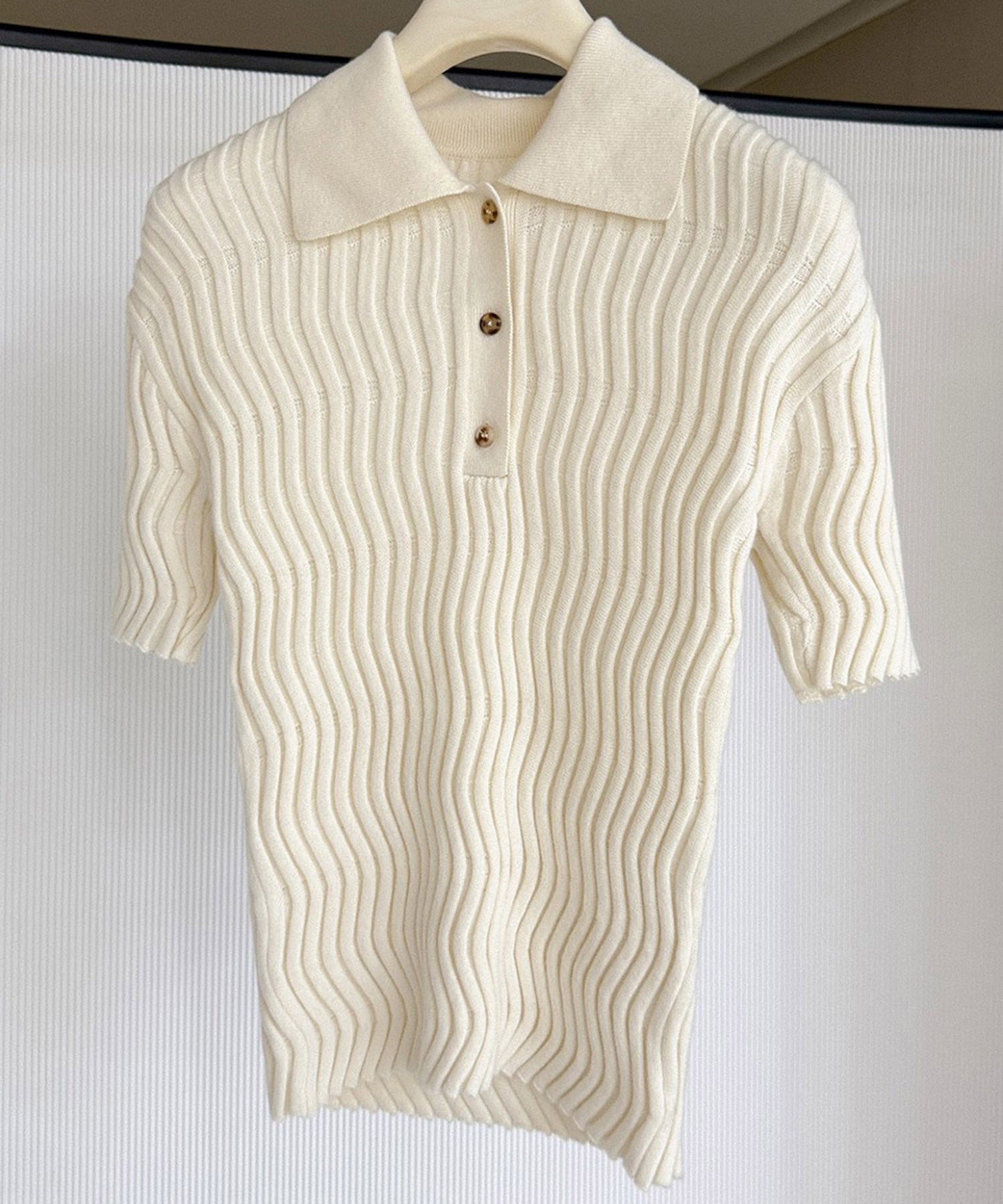 【12月上旬お届け予約商品】ウェービーニットポロシャツ