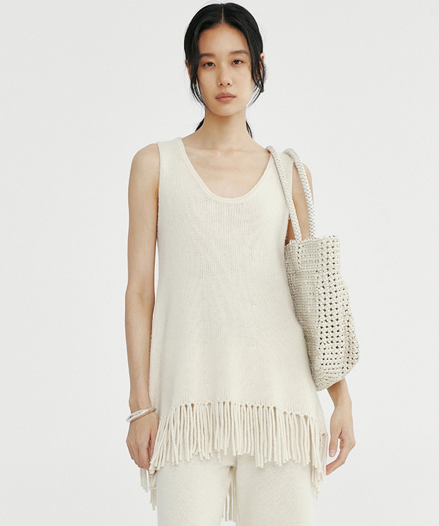フリンジニットチュニック