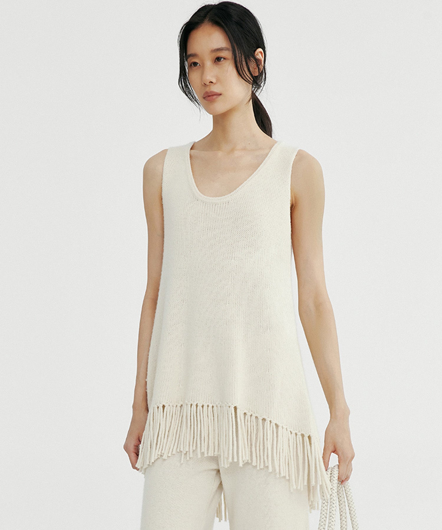 フリンジニットチュニック