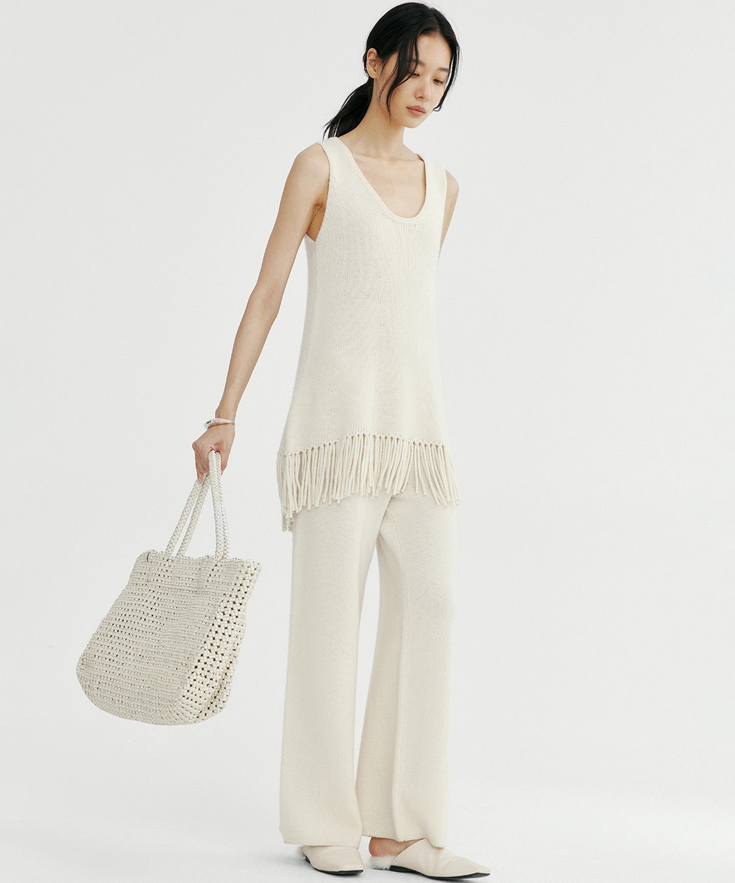 フリンジニットチュニック