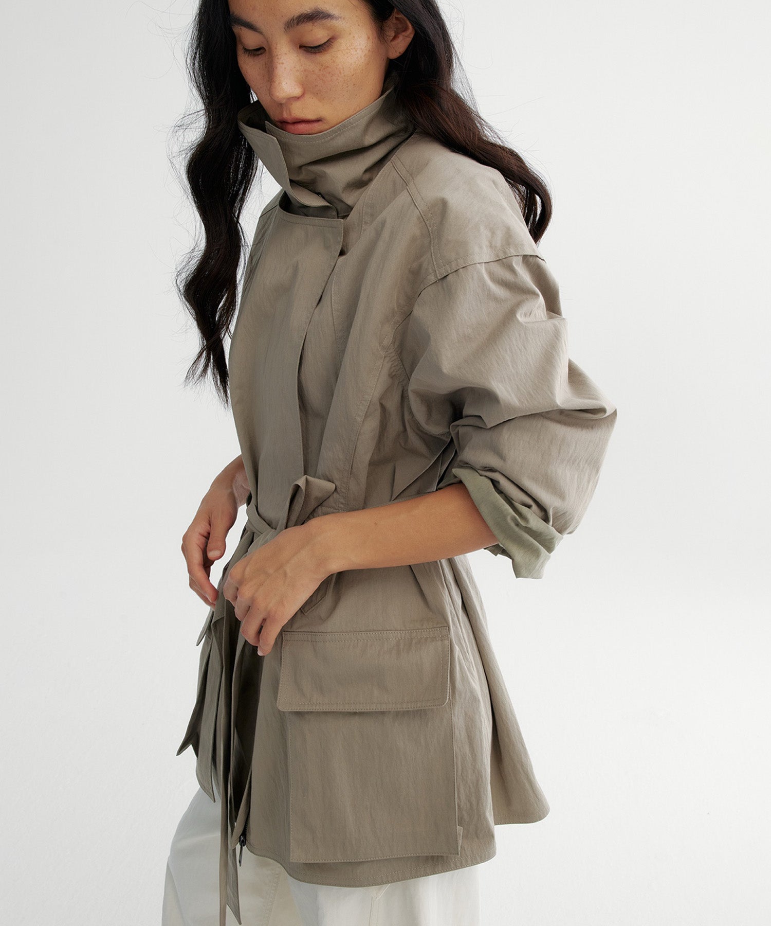 2wayカラー トレンチミドルコート