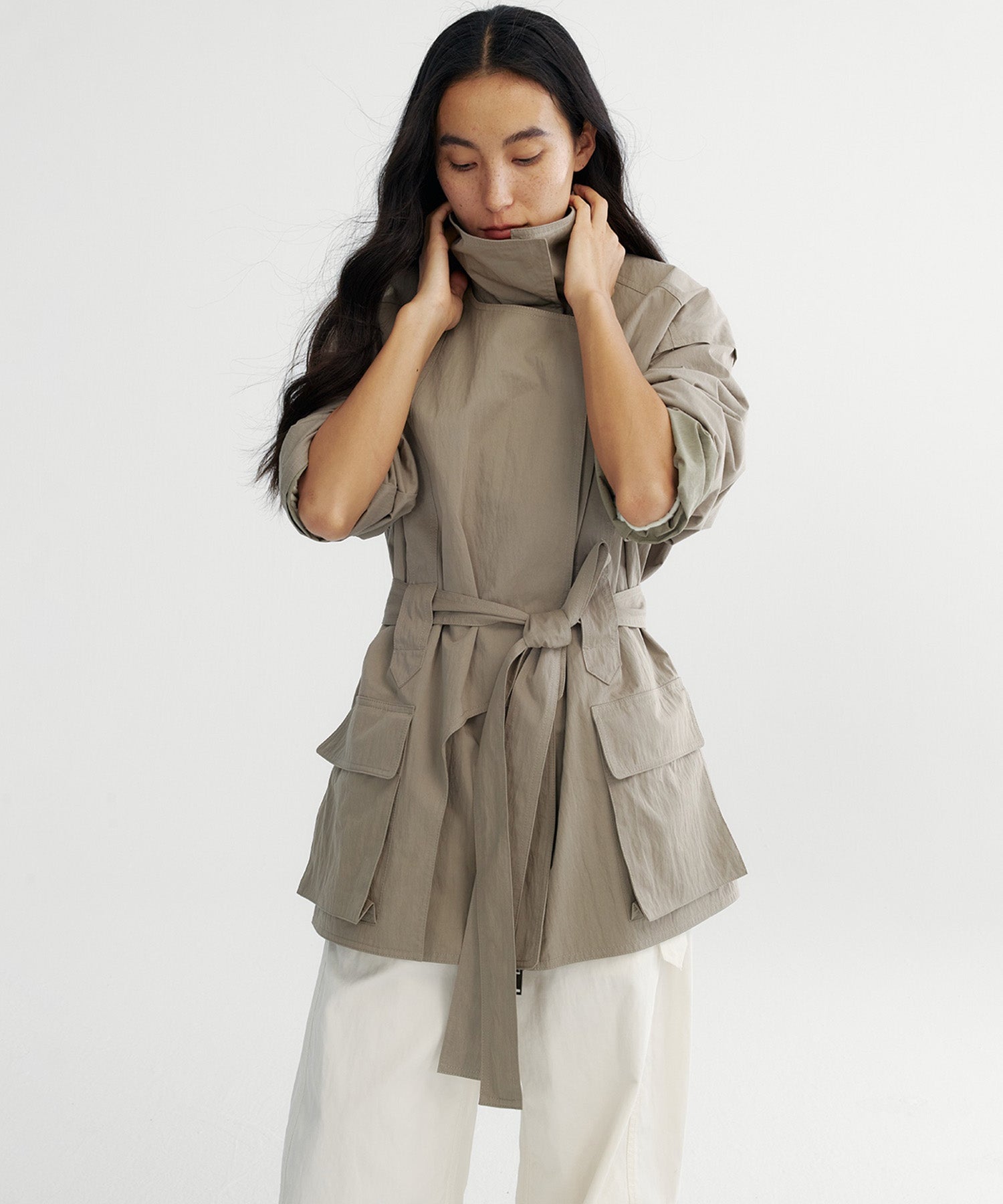 2wayカラー トレンチミドルコート