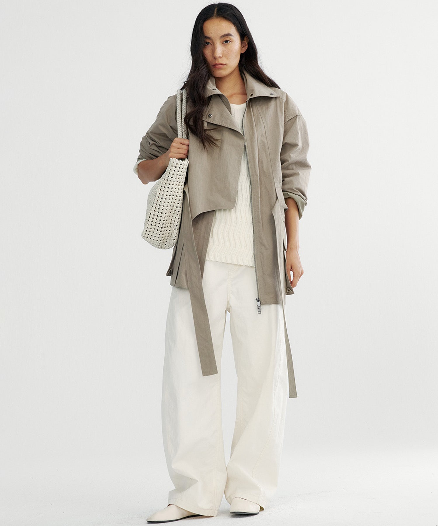 2wayカラー トレンチミドルコート