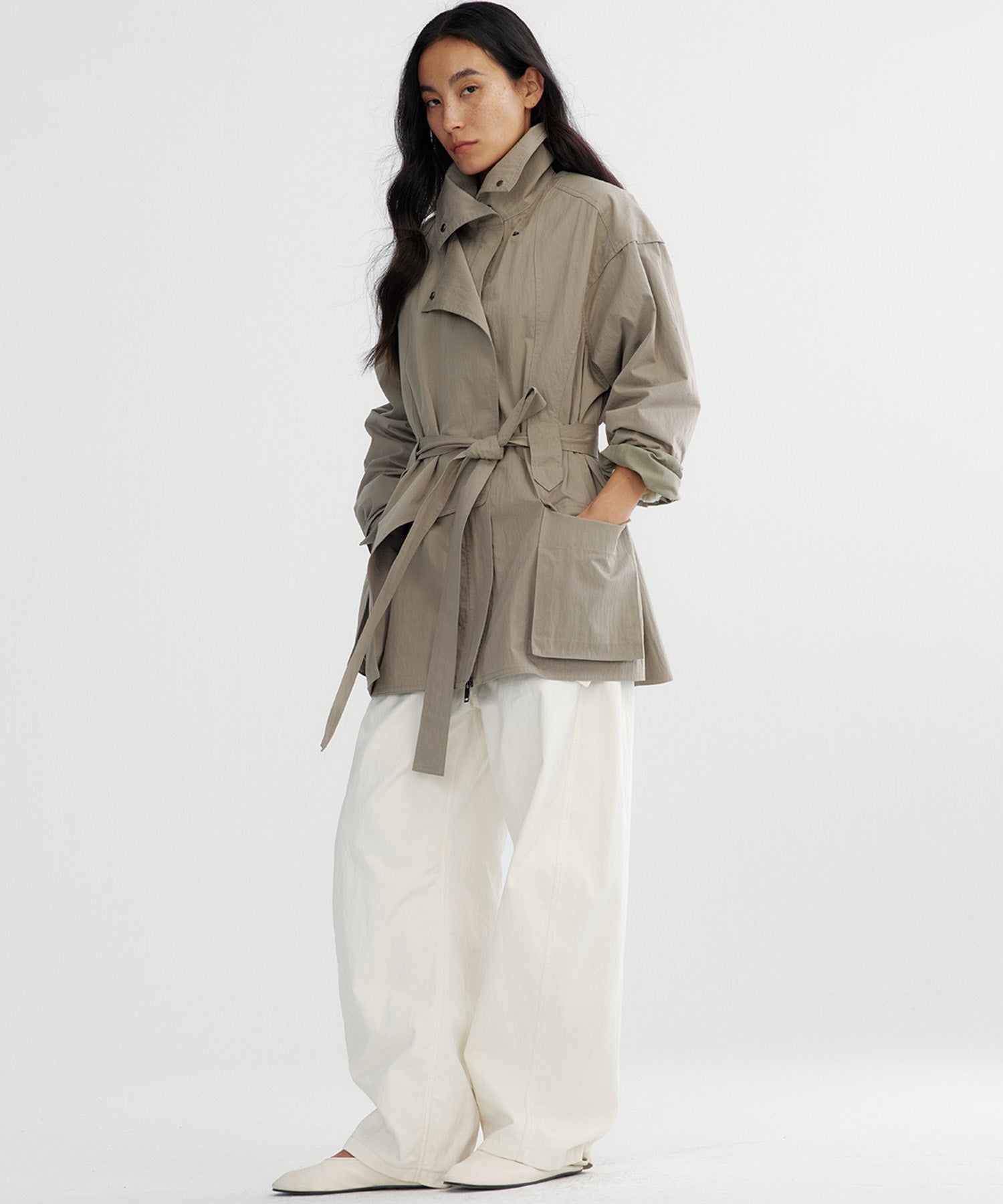 2wayカラー トレンチミドルコート