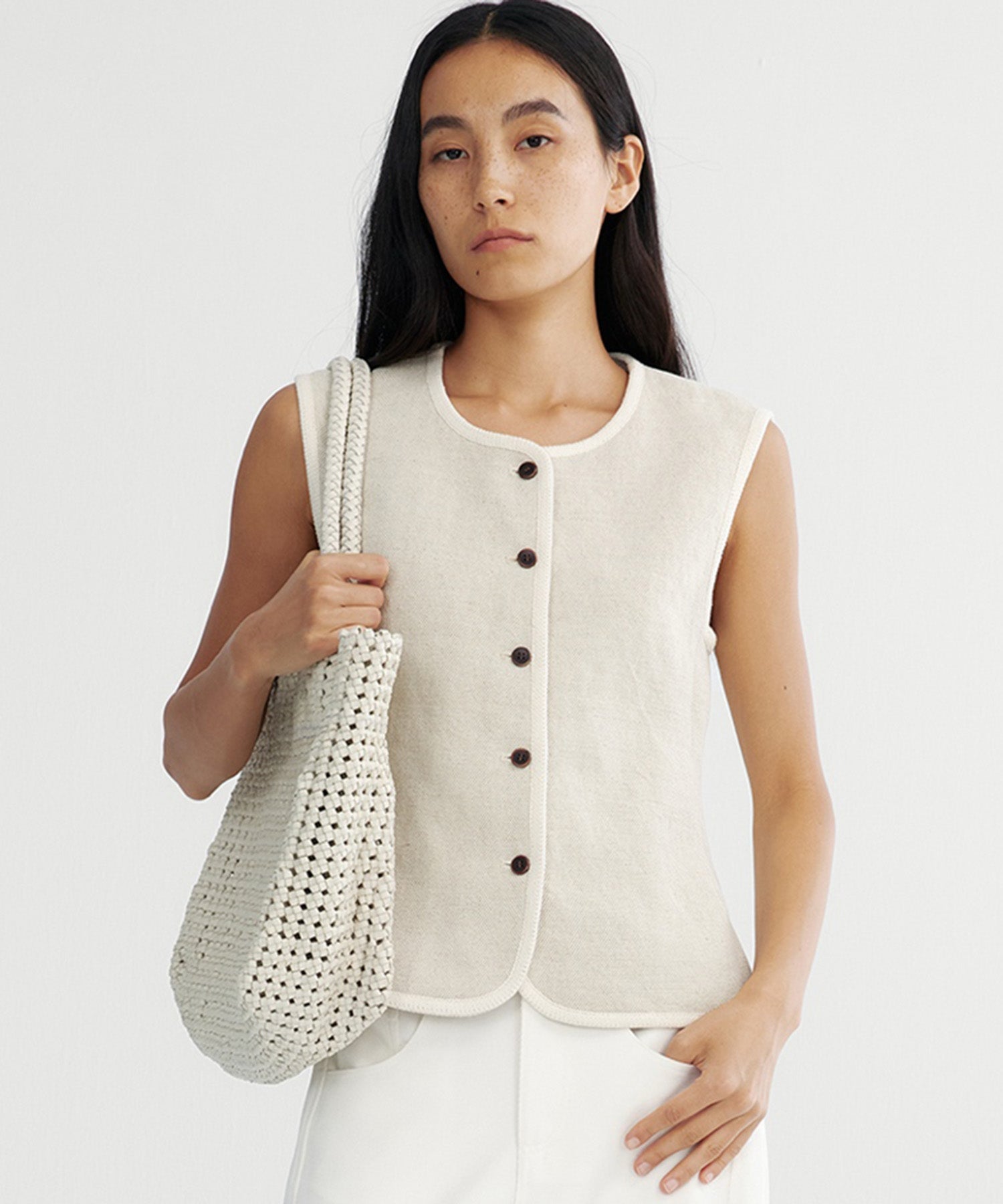 リネンパイピングベスト