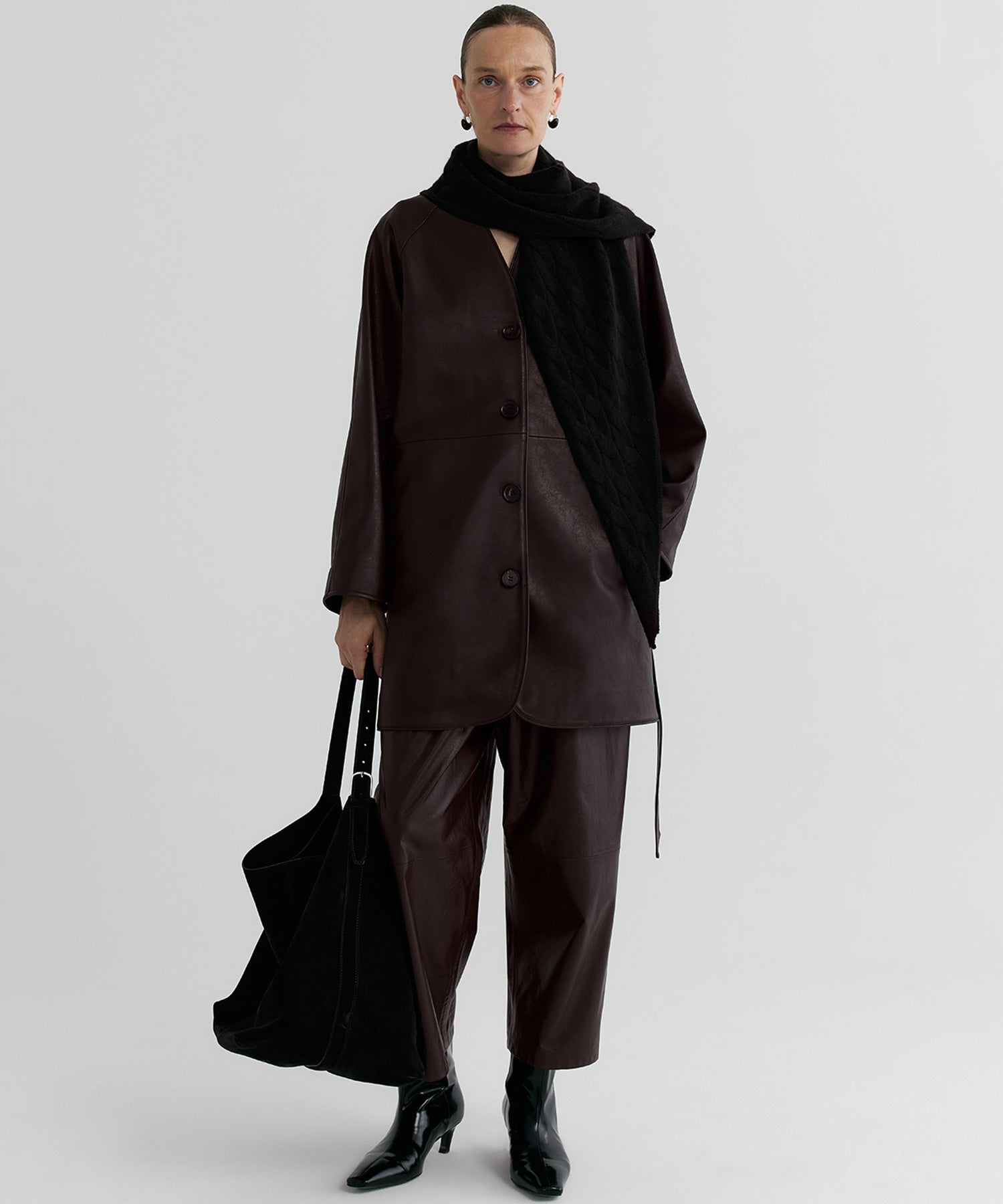 【12月上旬お届け予約商品】ノーカラーロングジャケット