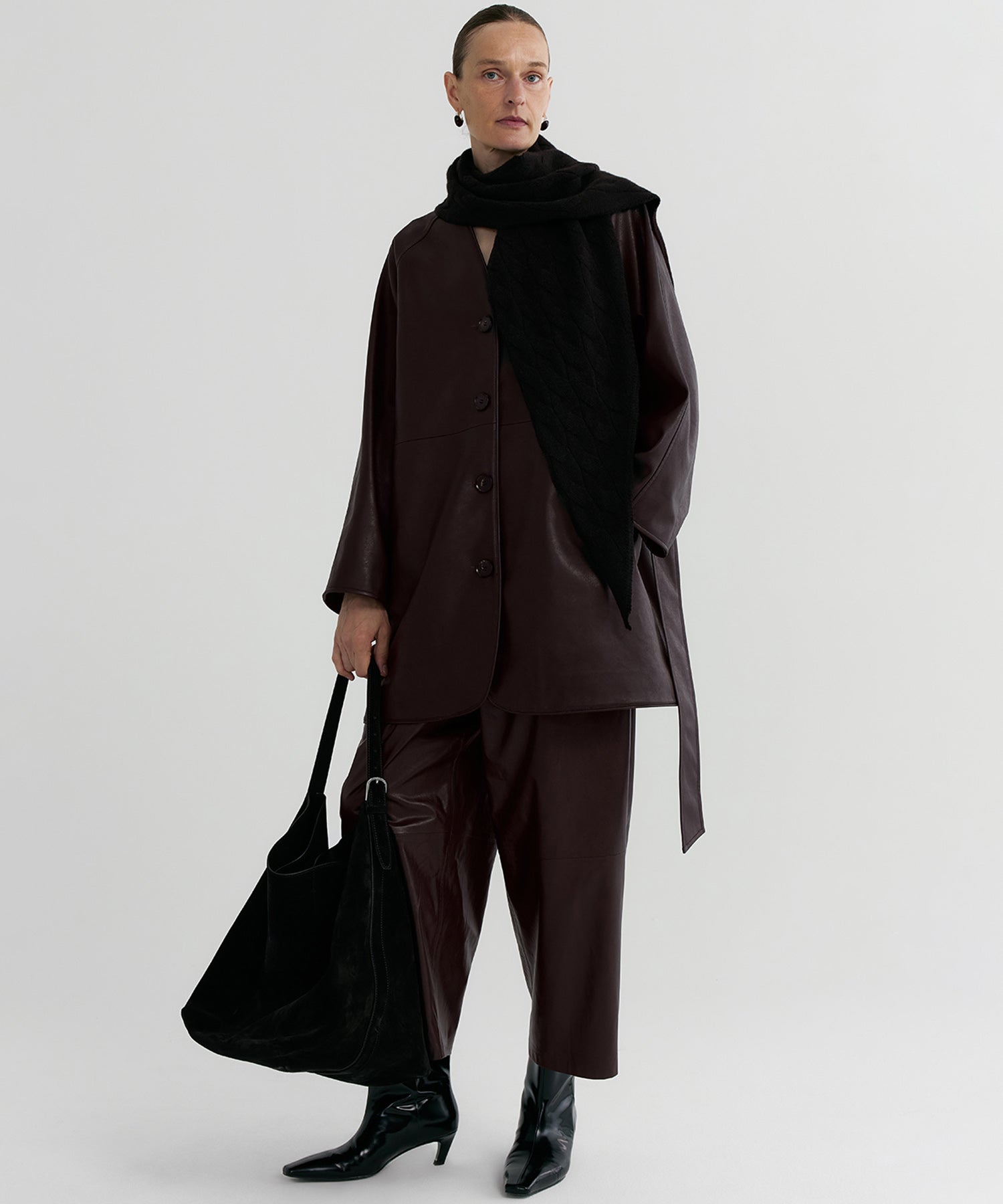 【12月上旬お届け予約商品】ノーカラーロングジャケット