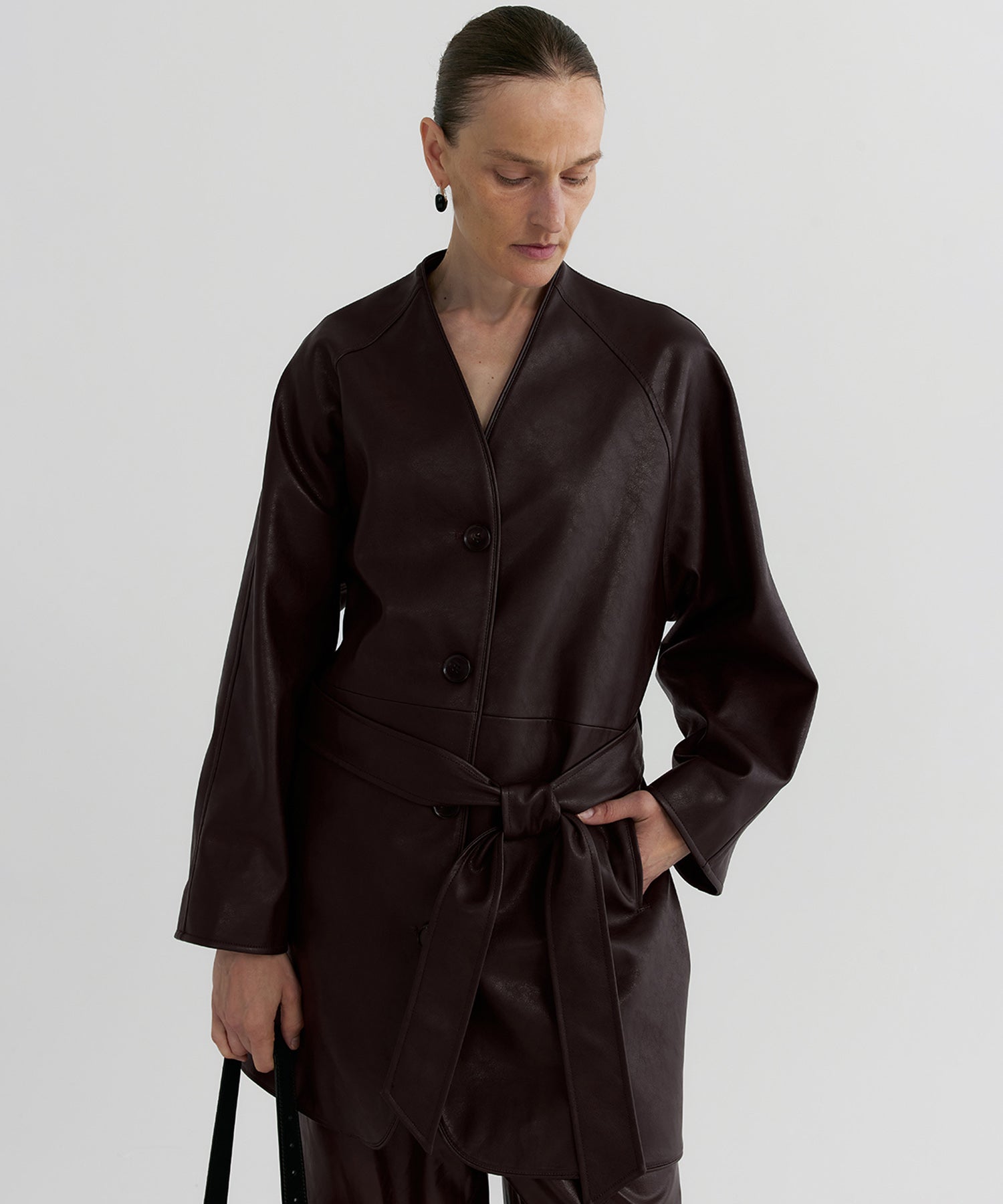 【12月上旬お届け予約商品】ノーカラーロングジャケット