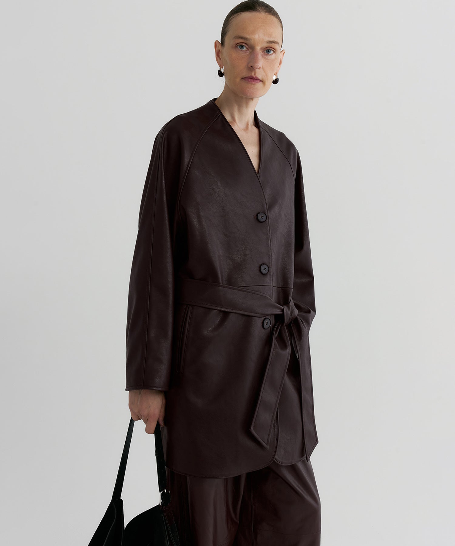 【12月上旬お届け予約商品】ノーカラーロングジャケット