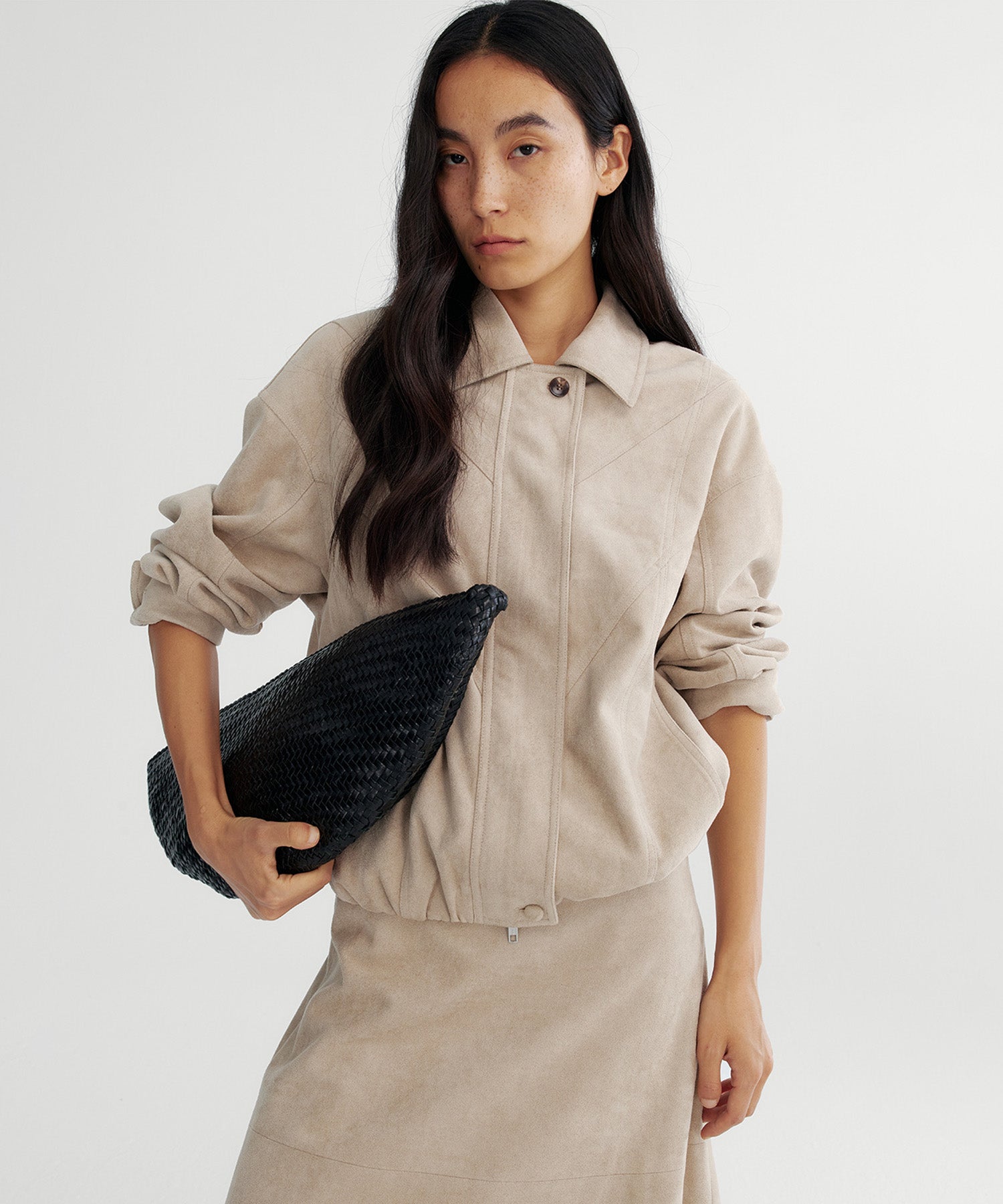 スエードライククロップドジャケット