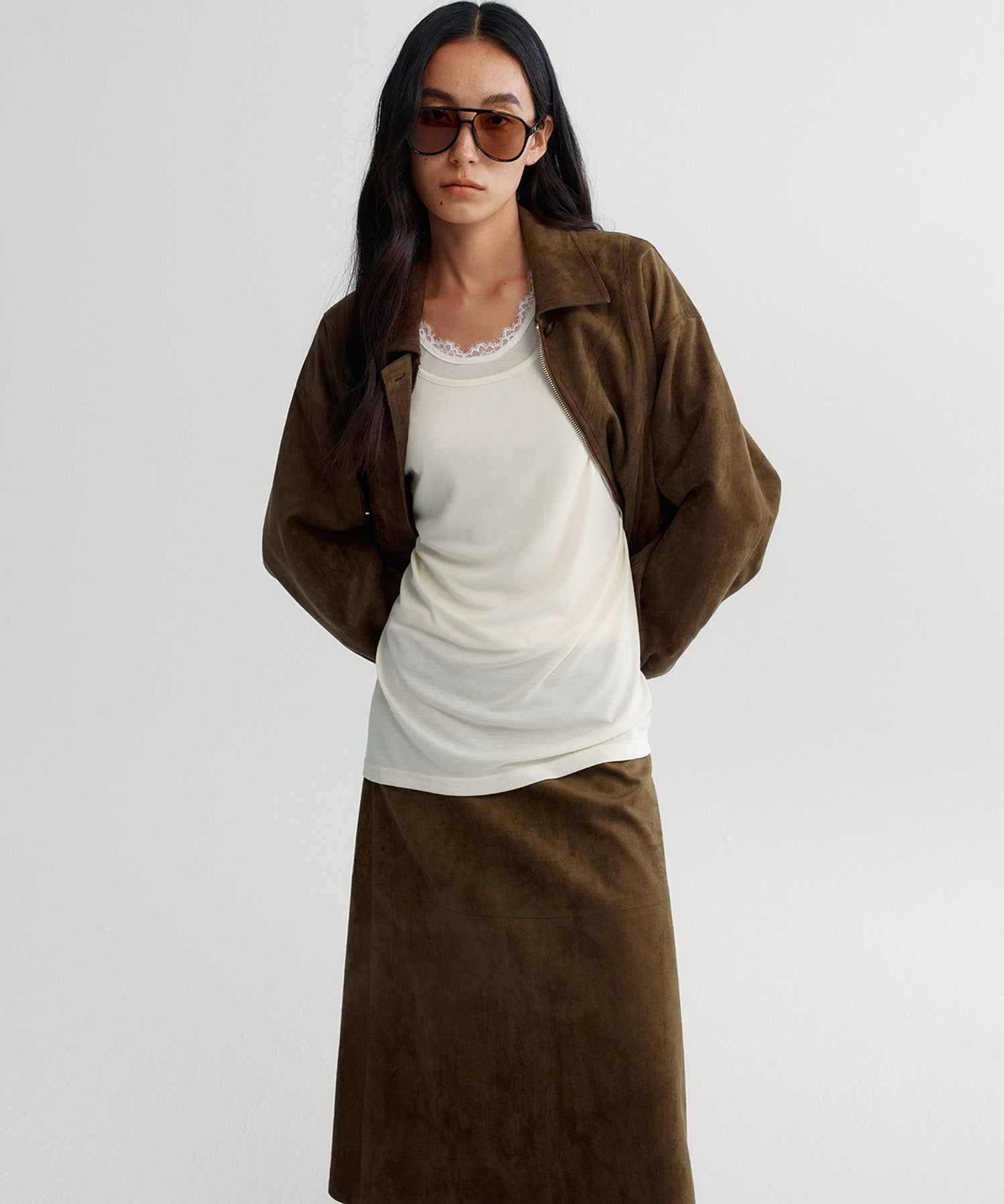 スエードライククロップドジャケット