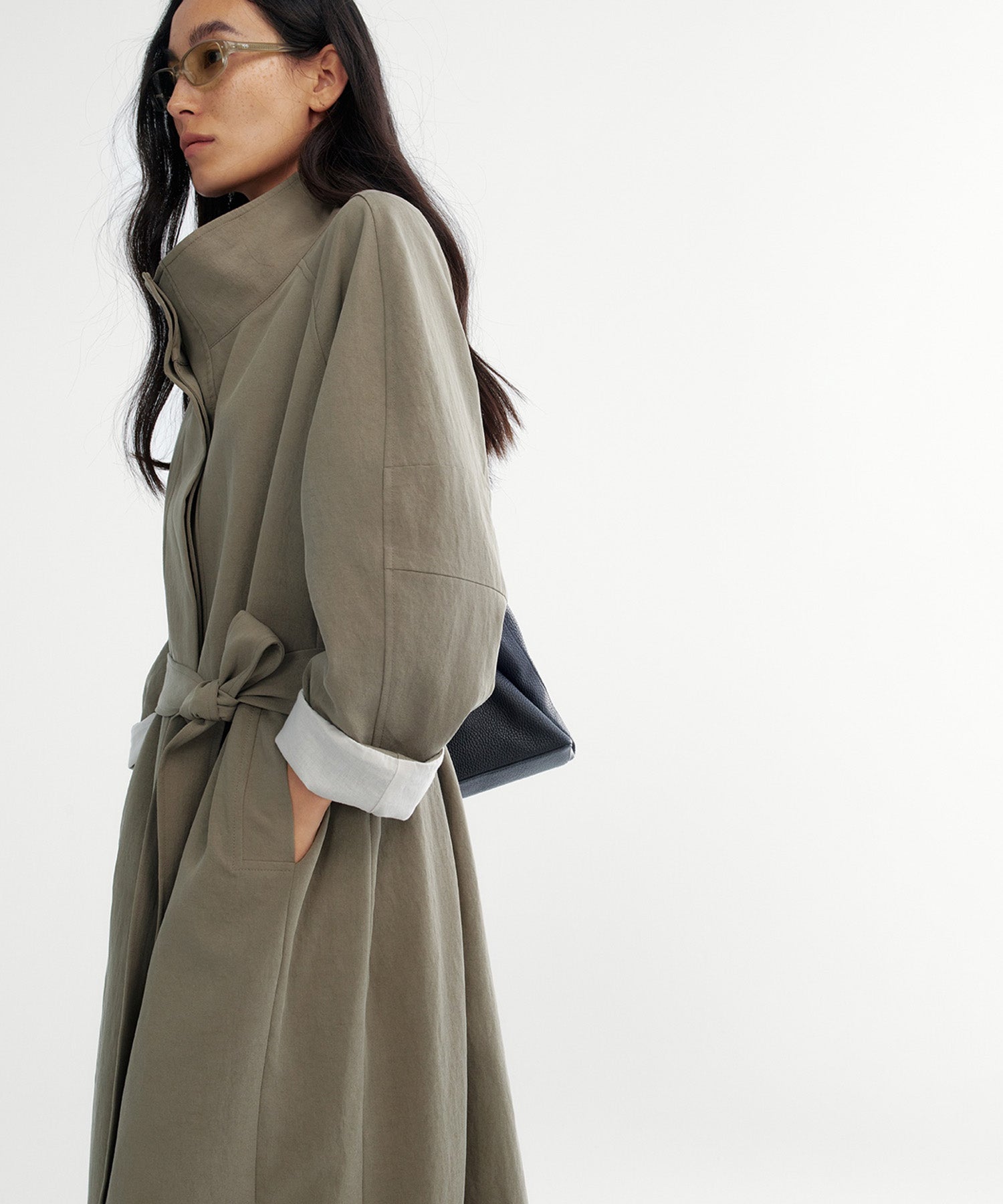 スタンドカラー ロングコート