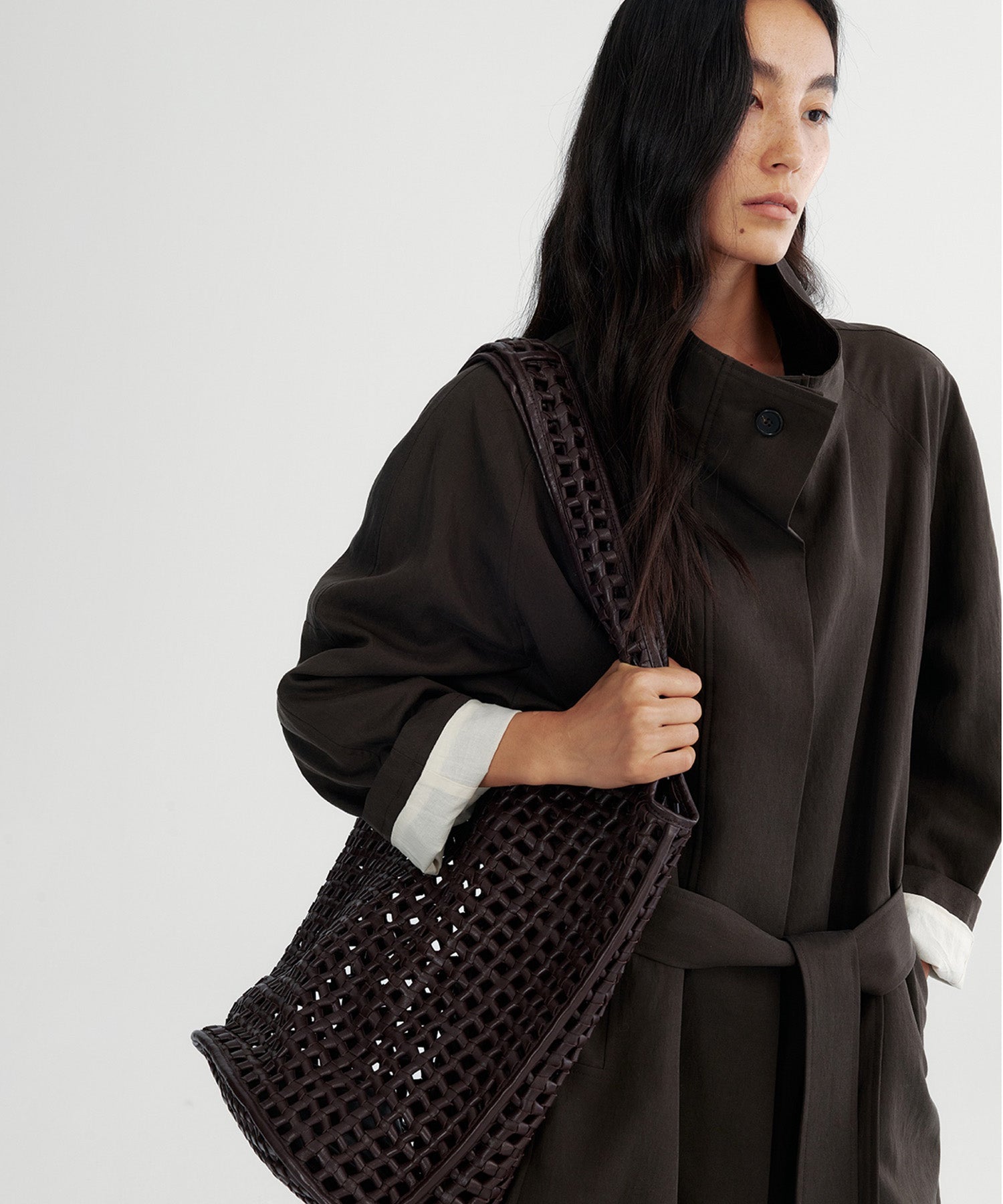 スタンドカラー ロングコート