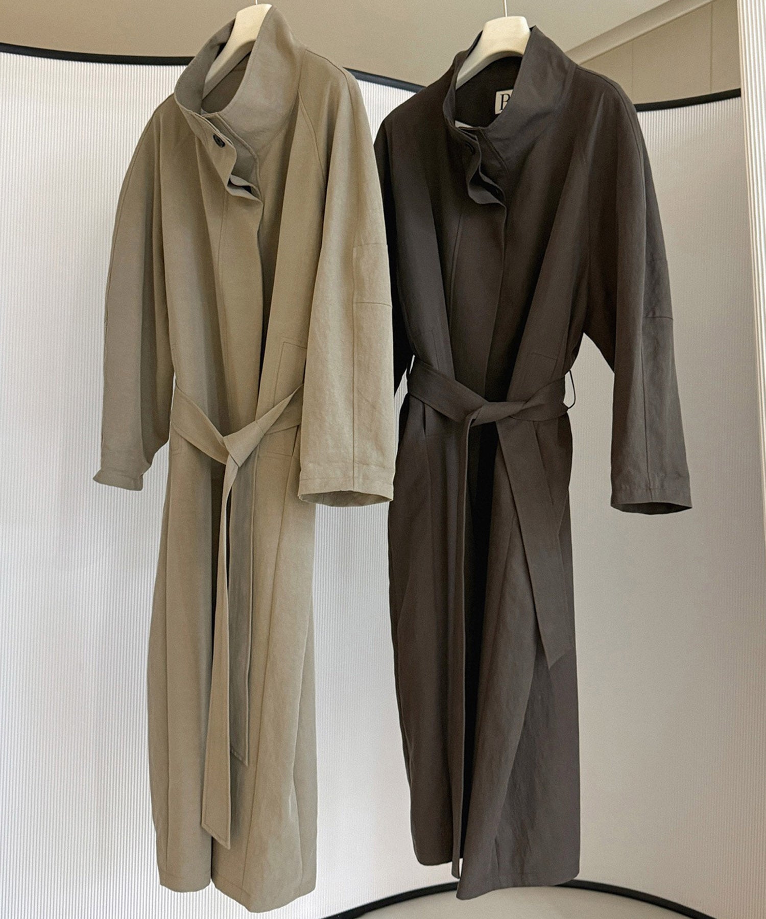 スタンドカラー ロングコート