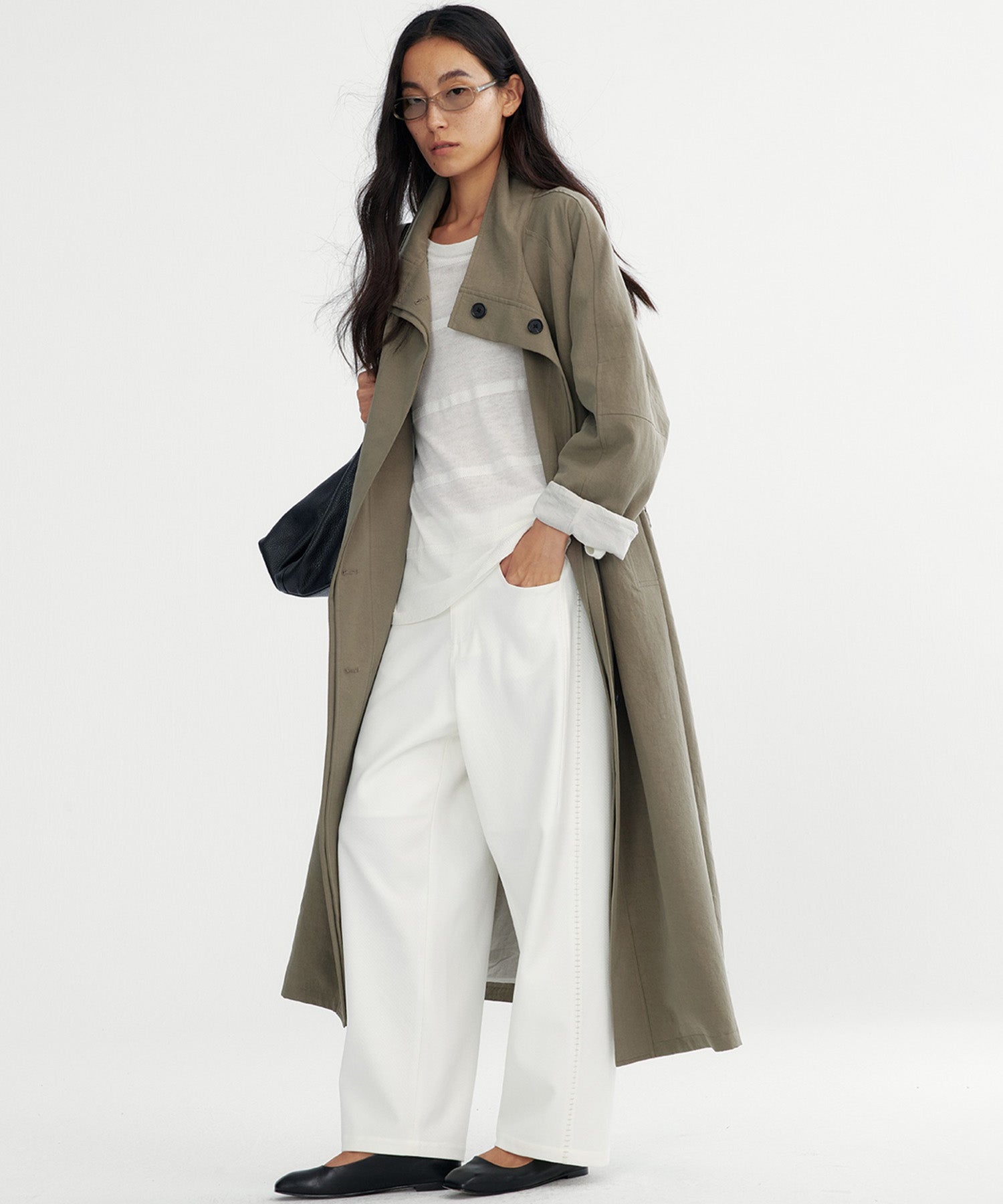 スタンドカラー ロングコート