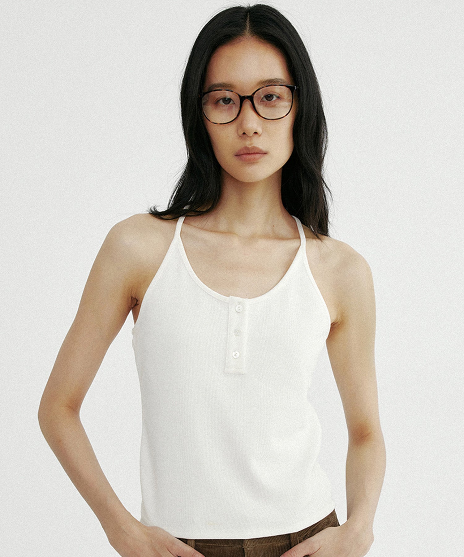 バッククロス リブタンクトップ