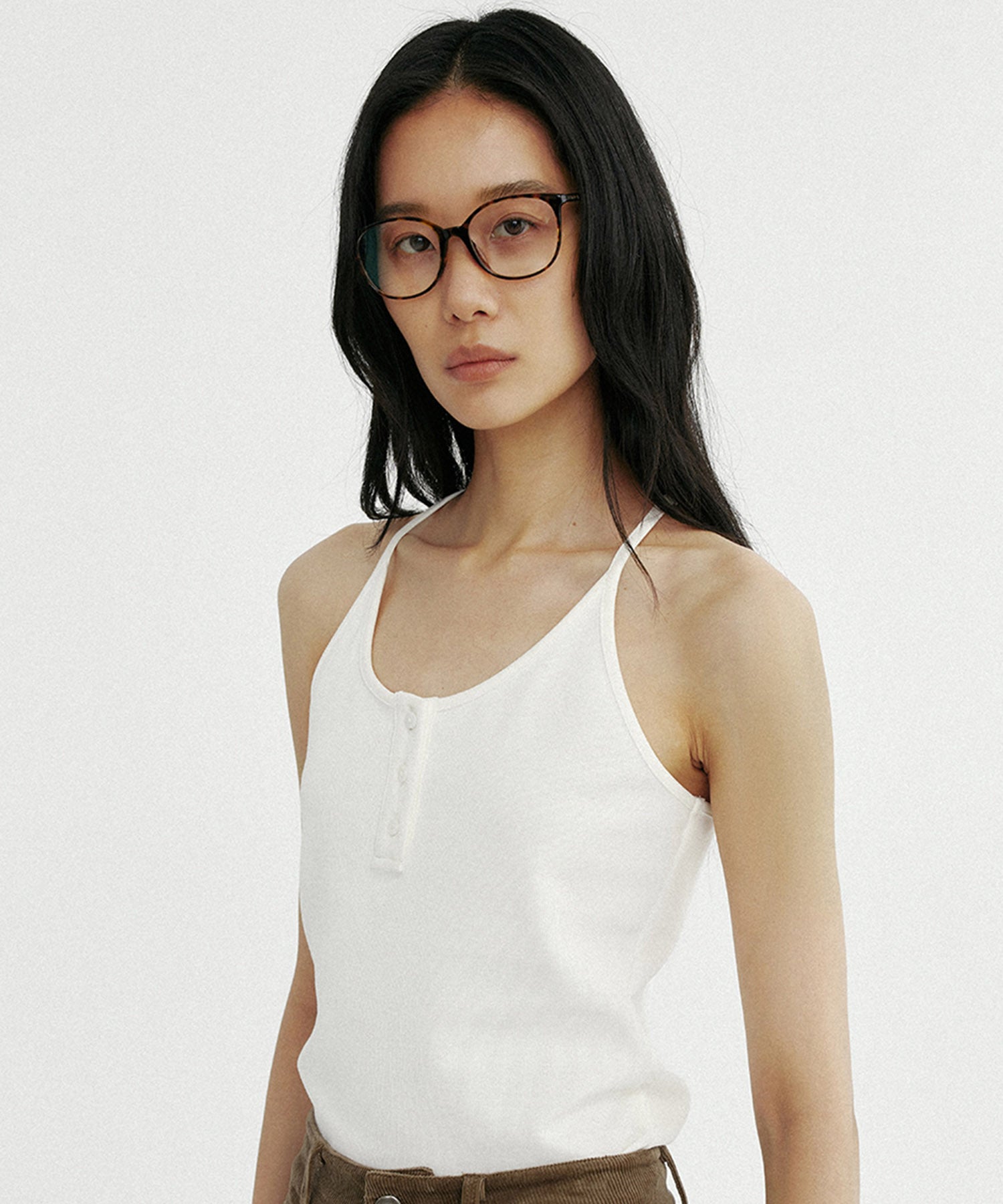 バッククロス リブタンクトップ