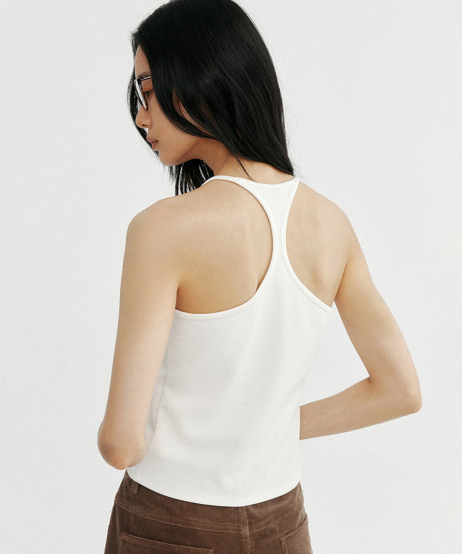 バッククロス リブタンクトップ