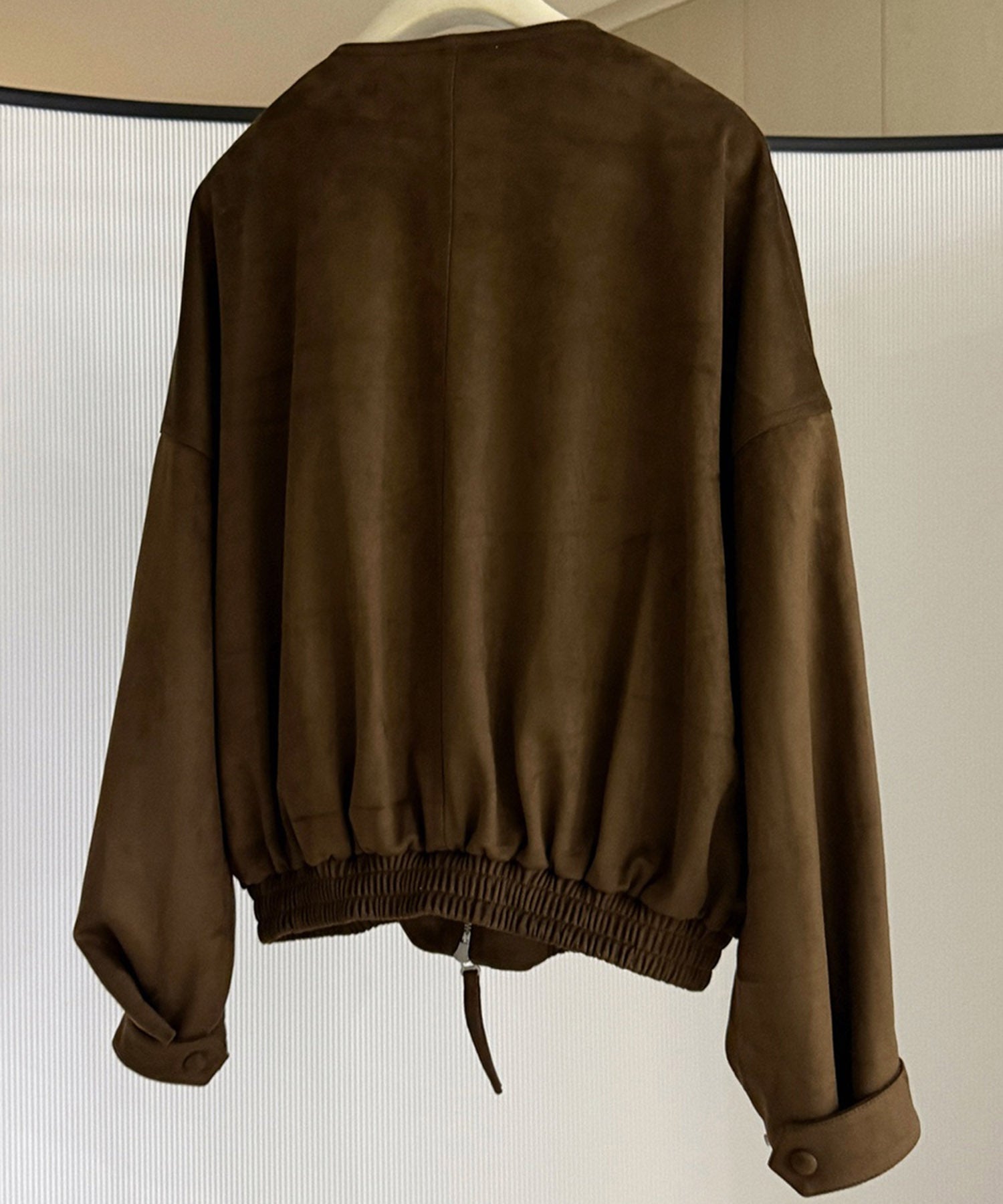 スエードライクノーカラーブルゾン