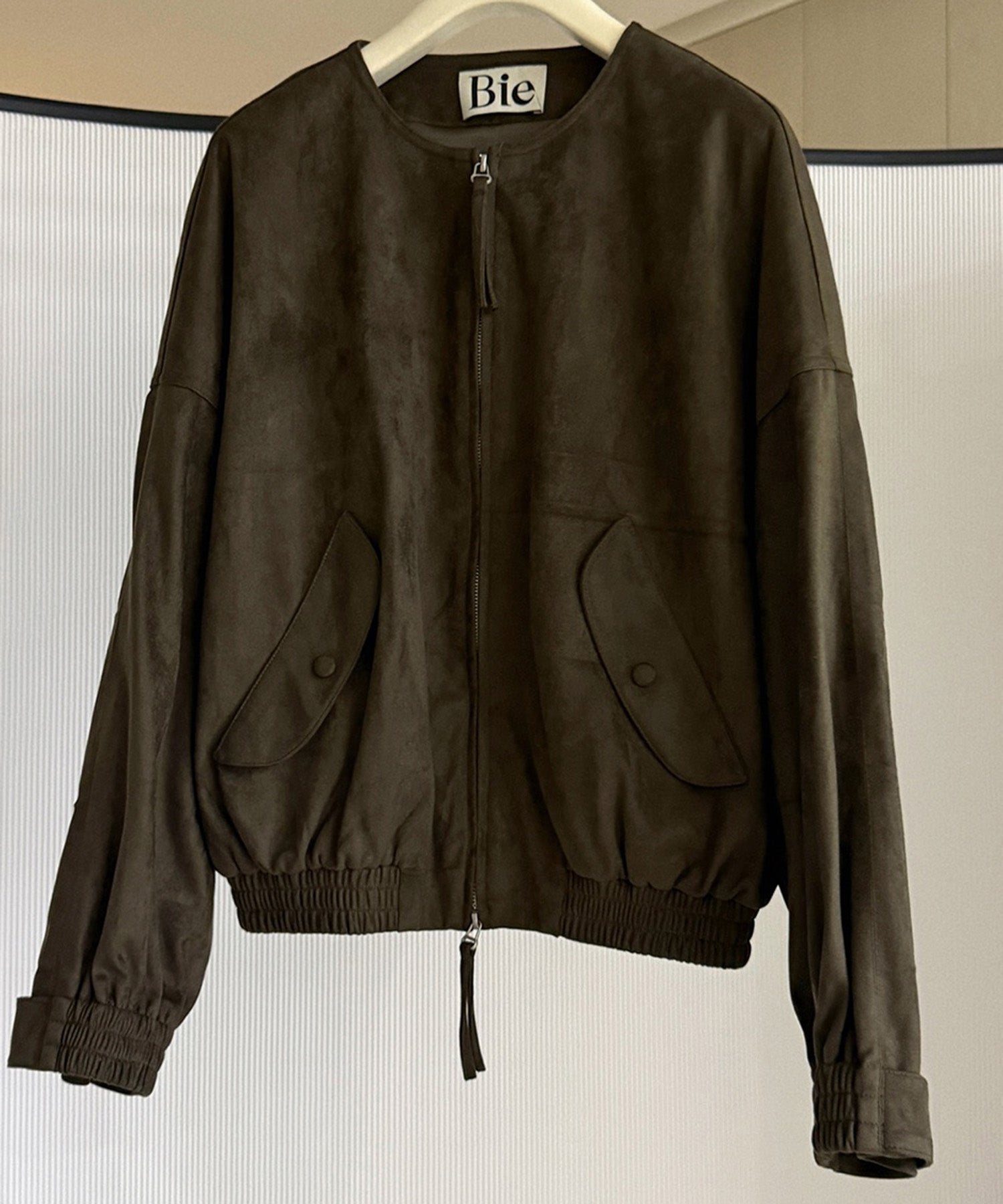 スエードライクノーカラーブルゾン